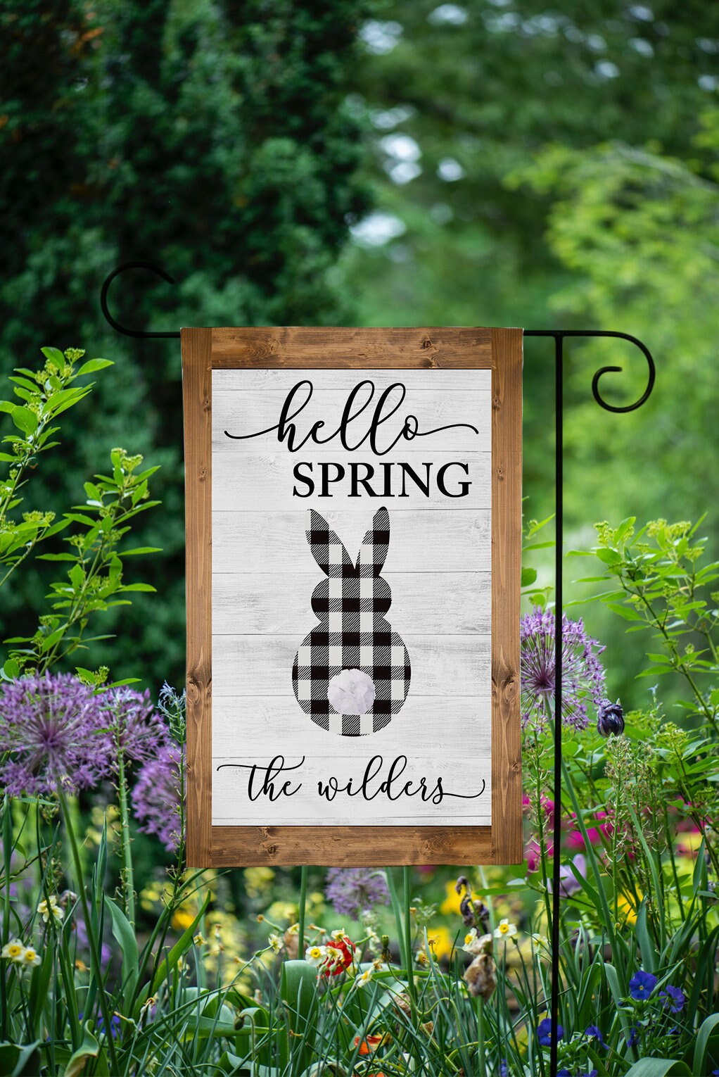 Personalized Hello Spring with Bunny Garden Flag - Custom Bunny Theme for Fresh Spring Outdoor Welcome Personalized Hello Spring with Bunny Garden Flag - Custom Bunny Theme for Fresh Spring Outdoor Welcome