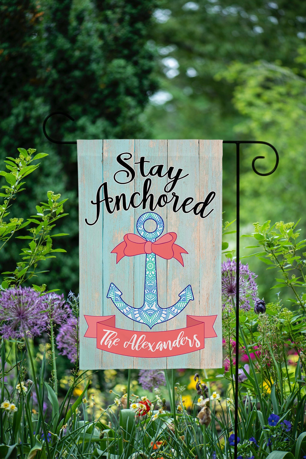 Personalized Stay Anchored Garden Flag - Custom Nautical Theme for Coastal Outdoor Decoration Personalized Stay Anchored Garden Flag - Custom Nautical Theme for Coastal Outdoor Decoration