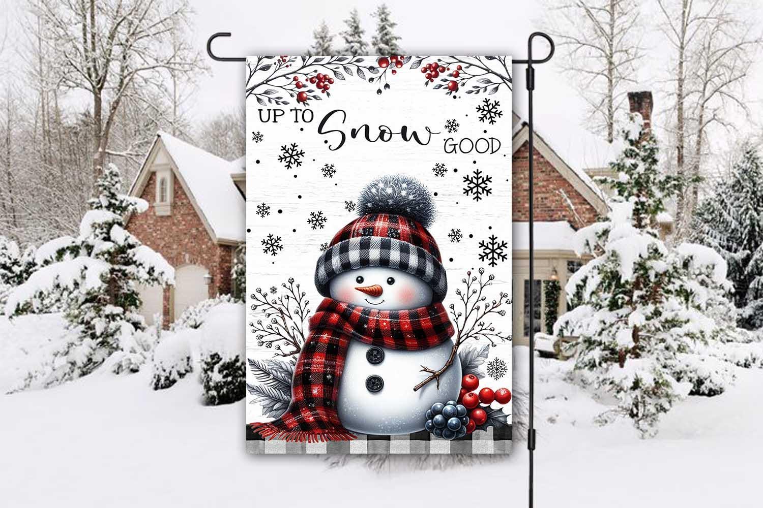Christmas Up To Snow Good Garden Flag - Cute Winter Mischief Design for Seasonal Outdoor Fun Christmas Up To Snow Good Garden Flag - Cute Winter Mischief Design for Seasonal Outdoor Fun