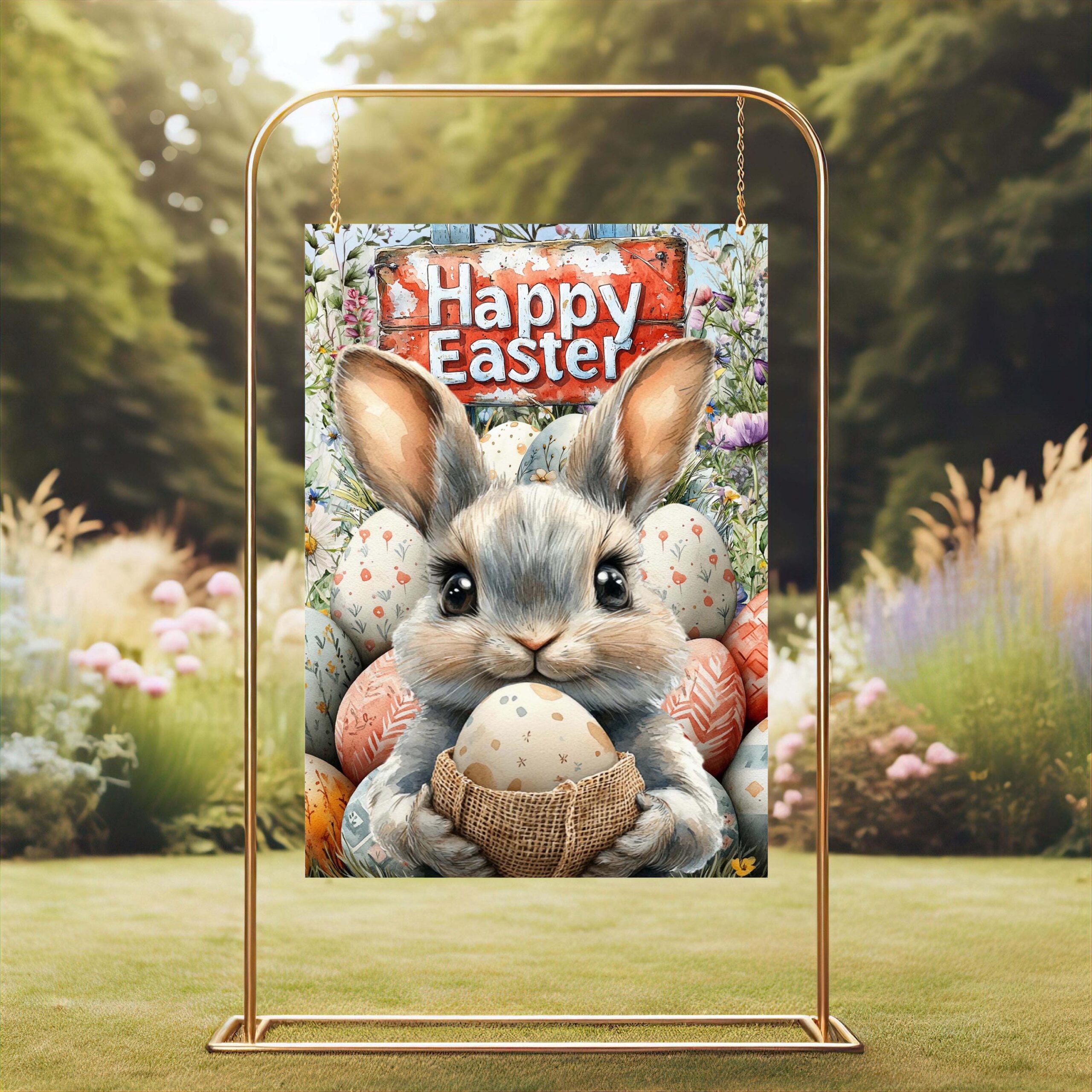 Happy Easter Bunny Garden Flag - Spring Celebration Decor with Adorable Rabbit Theme Happy Easter Bunny Garden Flag - Spring Celebration Decor with Adorable Rabbit Theme