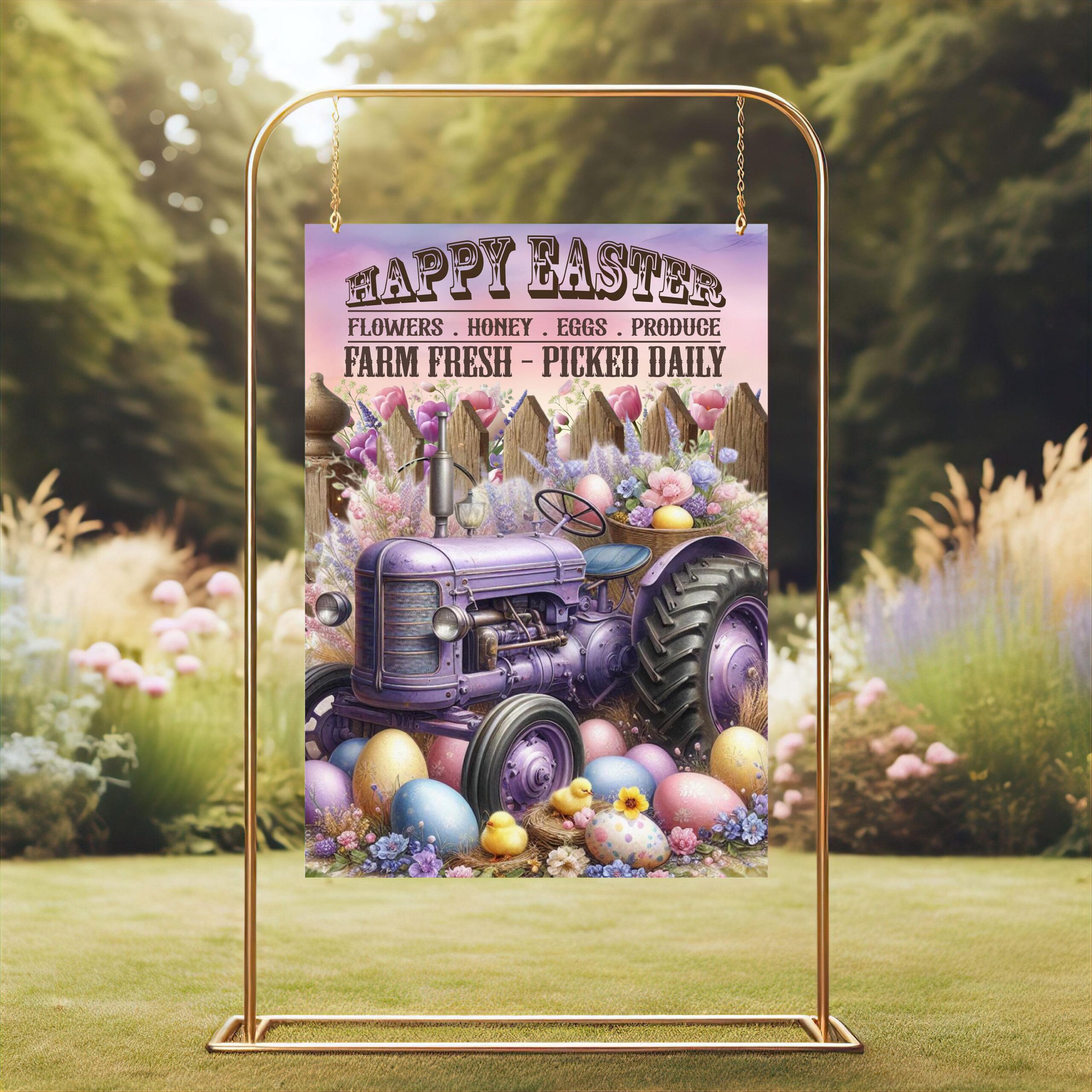 Happy Easter Farm Tractor Gardren Flag - Rustic Spring Charm with Farmhouse Easter Vibes Happy Easter Farm Tractor Gardren Flag - Rustic Spring Charm with Farmhouse Easter Vibes
