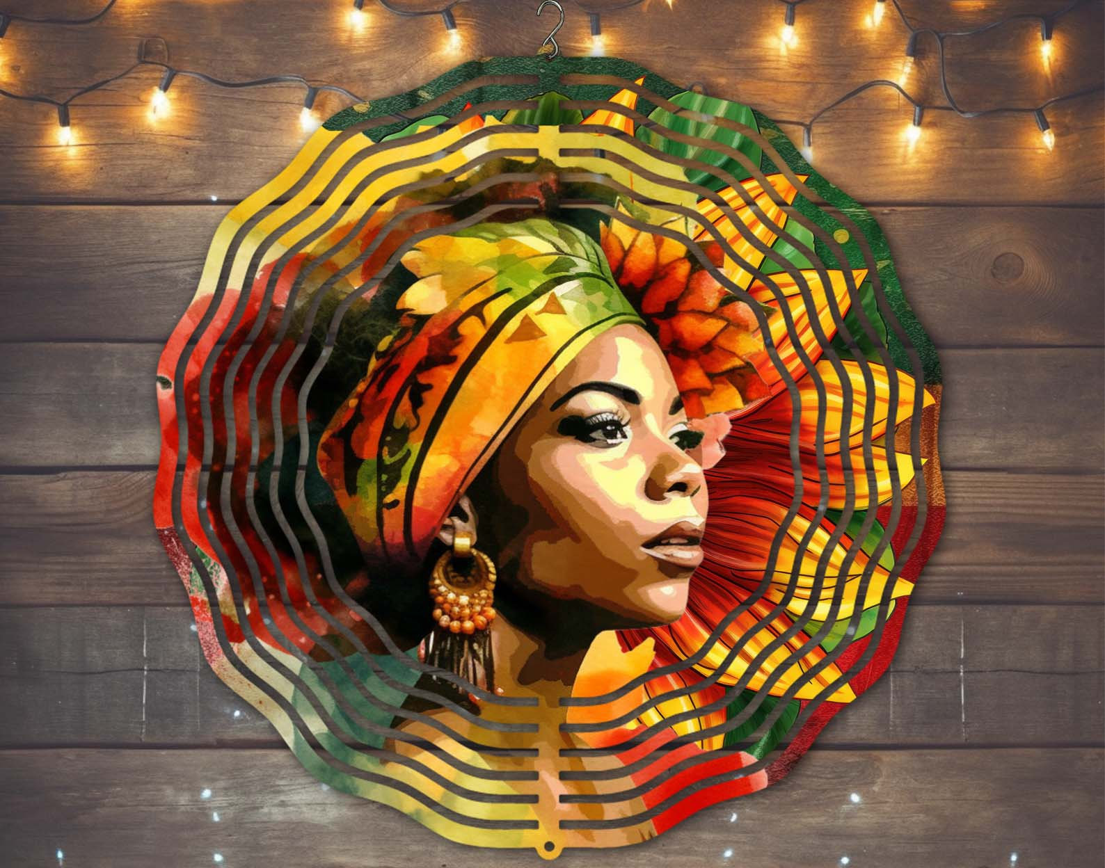 Black African American Afro Girl Wind Spinner - Cultural Pride Decor for Yards Black African American Afro Girl Wind Spinner - Cultural Pride Decor for Yards