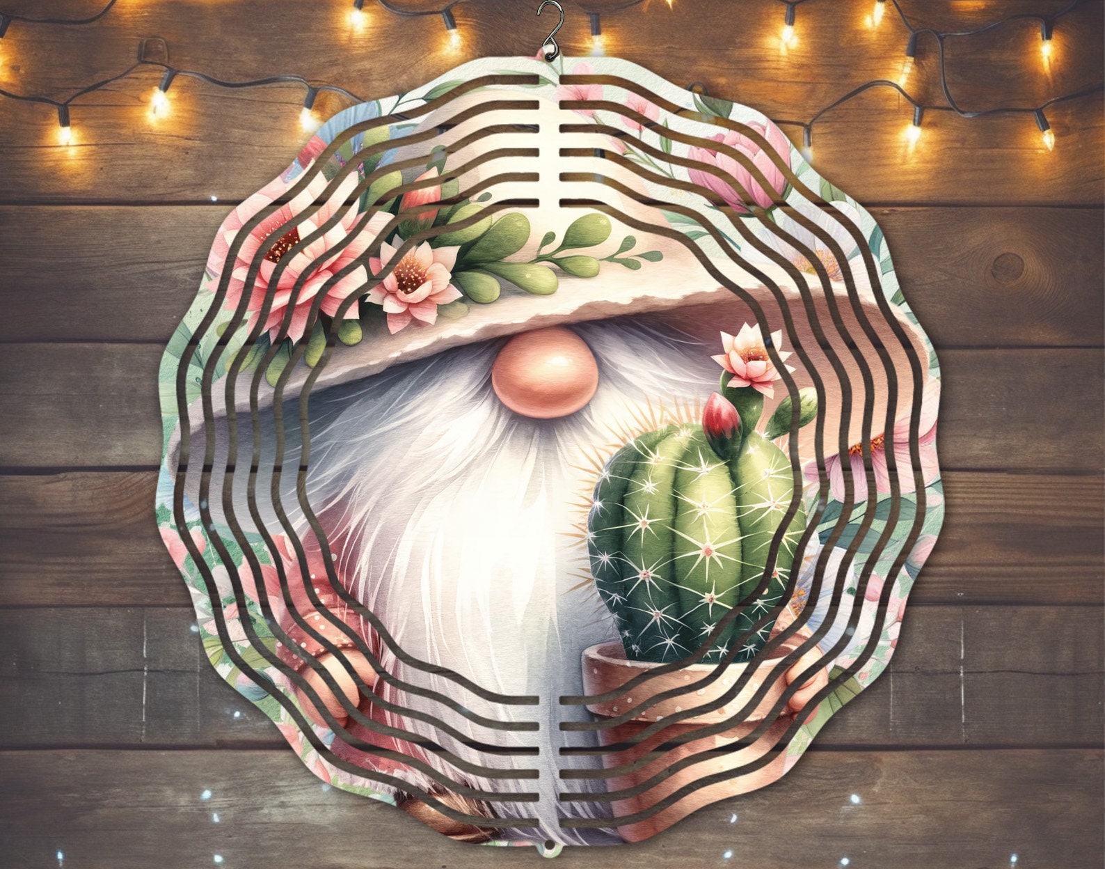Cactus Gnome Wind Spinner #101 - Quirky Garden Art with Southwestern Charm Cactus Gnome Wind Spinner #101 - Quirky Garden Art with Southwestern Charm