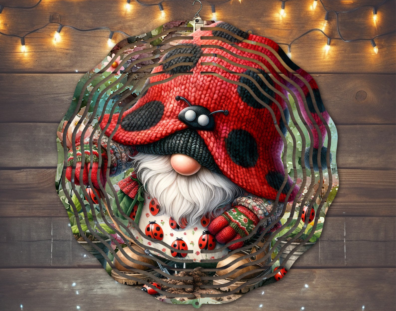 Ladybug Gnome Wind Spinner - Cute Garden Decor with Ladybug Charm Ladybug Gnome Wind Spinner - Cute Garden Decor with Ladybug Charm