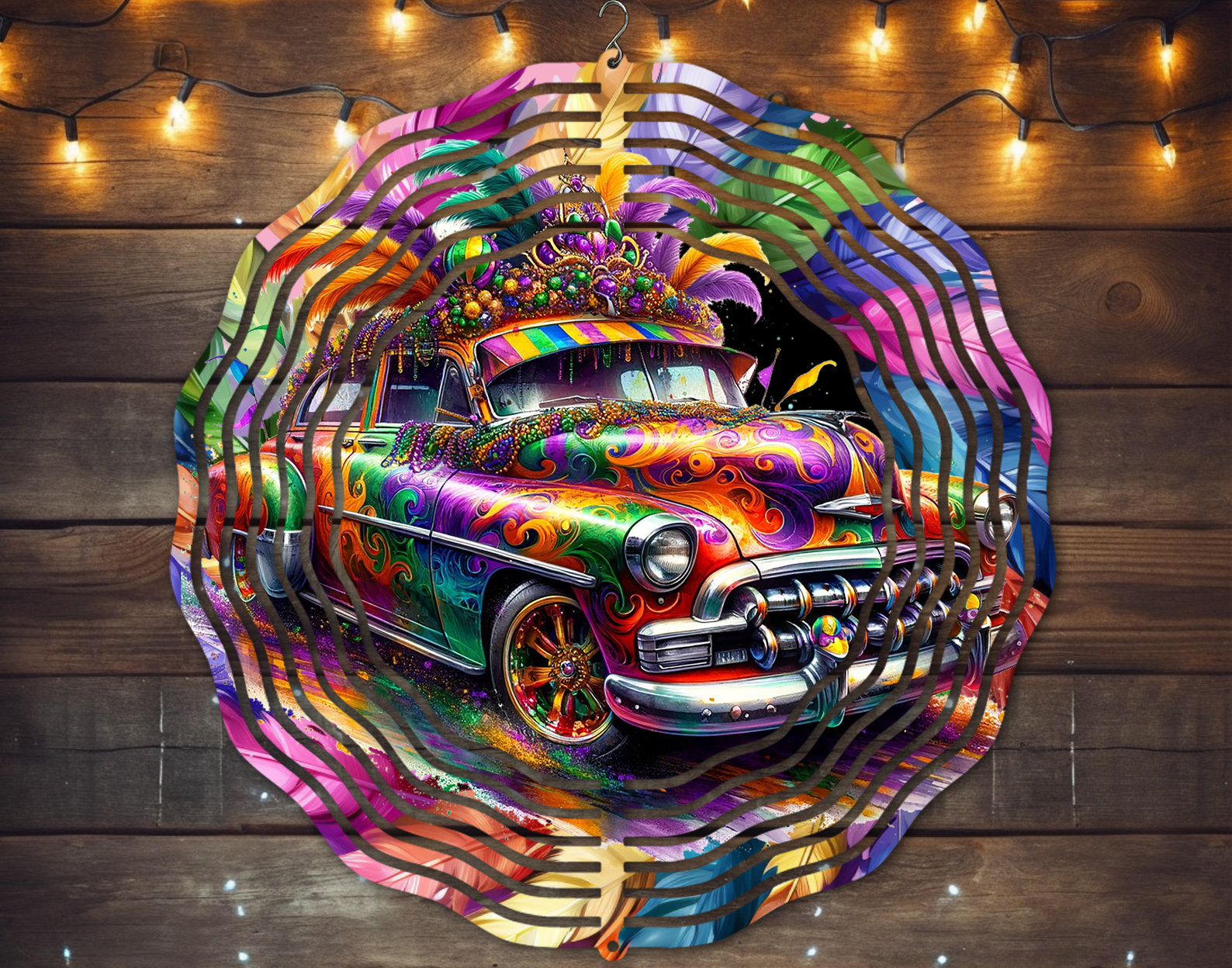 Mardi Gras Truck Wind Spinner - Festive Garden Art for Carnival Celebration Mardi Gras Truck Wind Spinner - Festive Garden Art for Carnival Celebration