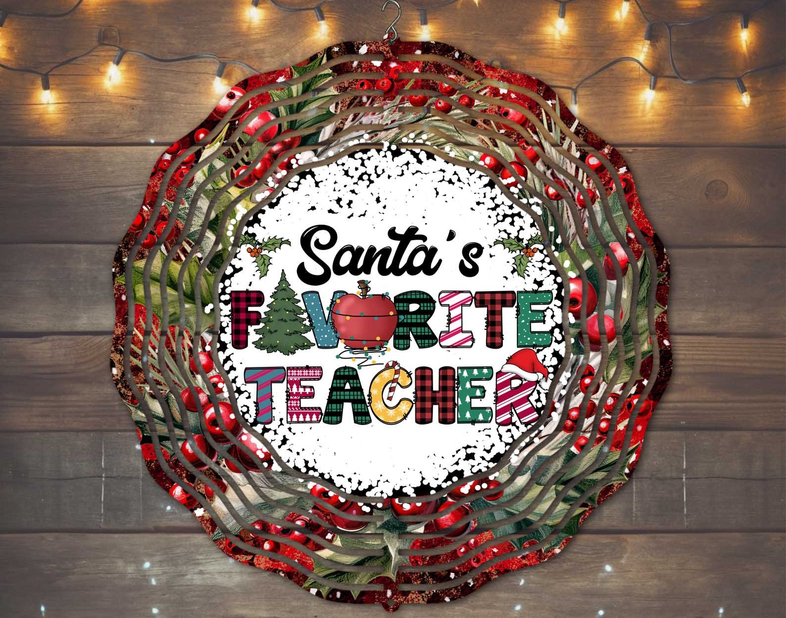 Santa's Favorite Teacher Wind Spinner - Festive Holiday Gift for Educators Santa's Favorite Teacher Wind Spinner - Festive Holiday Gift for Educators
