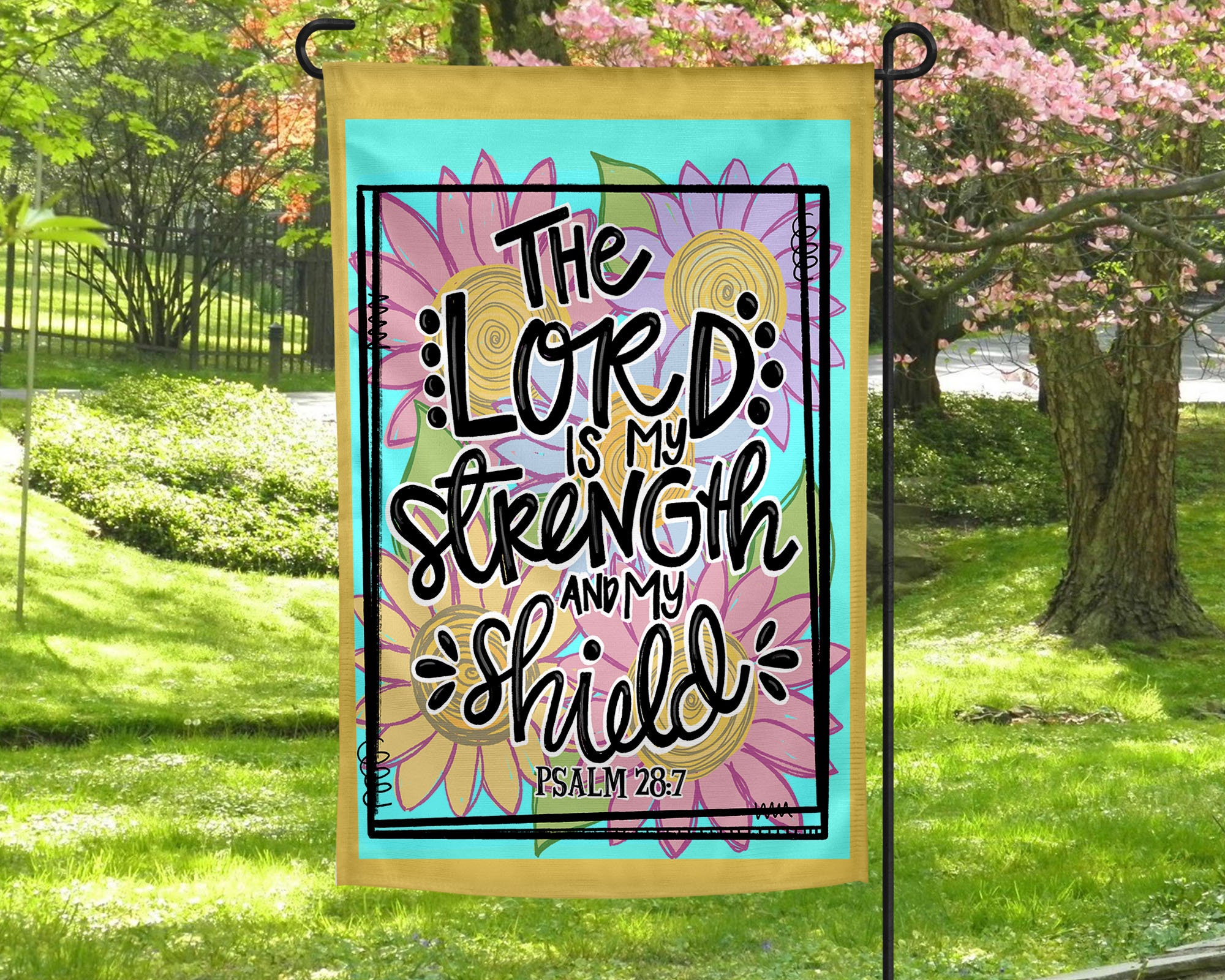 Easter Garden Flag - Lord Is My Strength Spring Faith Easter Garden Flag - Lord Is My Strength Spring Faith