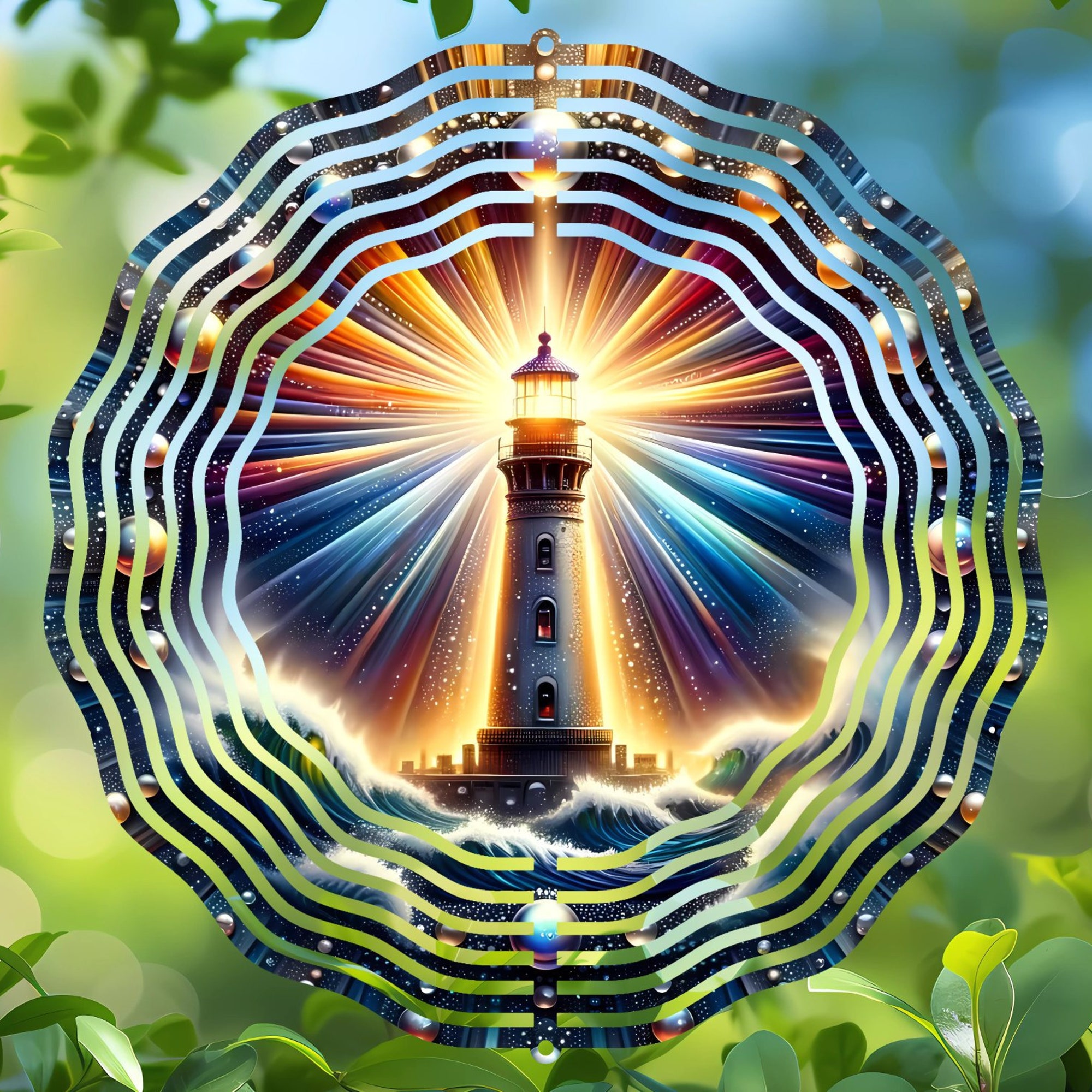 Lighthouse Wind Spinner - Nautical Garden Decor for Coastal Living and Maritime Patio Ambiance Lighthouse Wind Spinner - Nautical Garden Decor for Coastal Living and Maritime Patio Ambiance