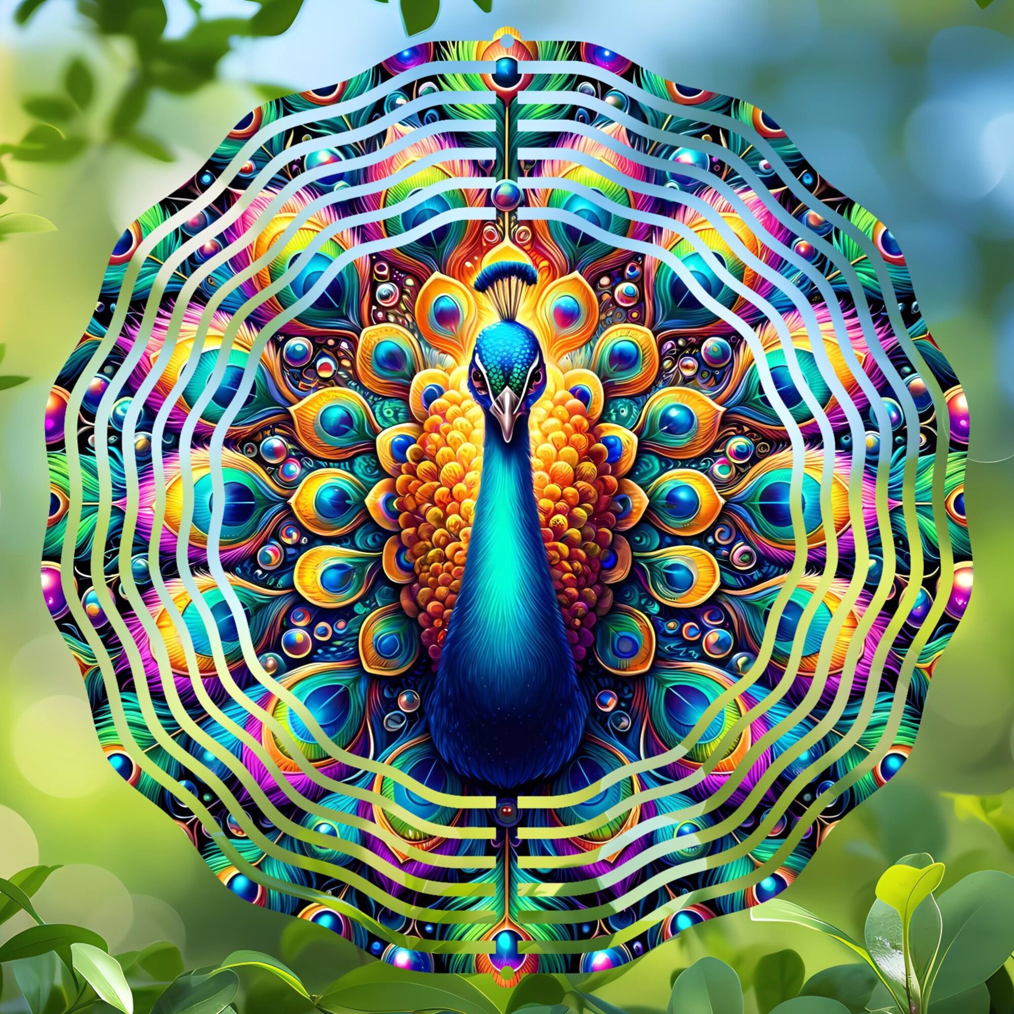 Peacock Wind Spinner - Vibrant Feather Art for Regal Garden Spaces and Elegant Outdoor Displays Peacock Wind Spinner - Vibrant Feather Art for Regal Garden Spaces and Elegant Outdoor Displays