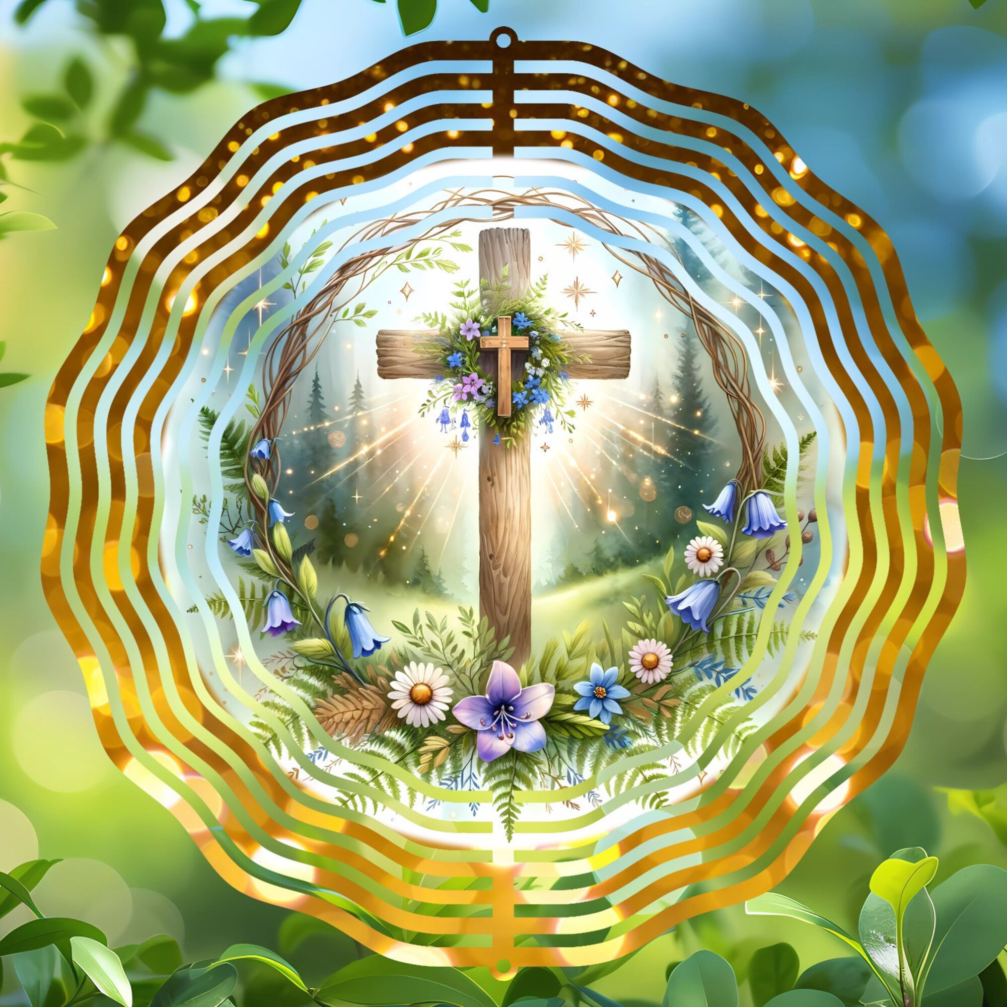 Spiritual Cross Wind Spinner - Floral Garden Art for Faithful Homes and Sacred Outdoor Retreats Spiritual Cross Wind Spinner - Floral Garden Art for Faithful Homes and Sacred Outdoor Retreats