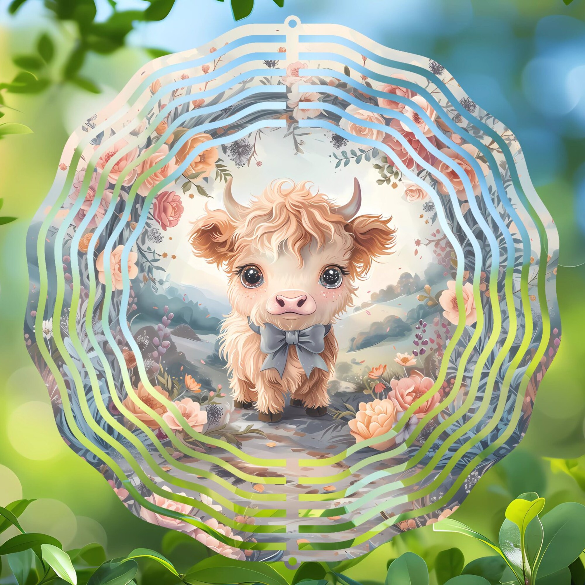 Whimsical Cow Wind Spinner - Floral Arch Decor for Farmhouse Charm and Rustic Rural Landscapes Whimsical Cow Wind Spinner - Floral Arch Decor for Farmhouse Charm and Rustic Rural Landscapes