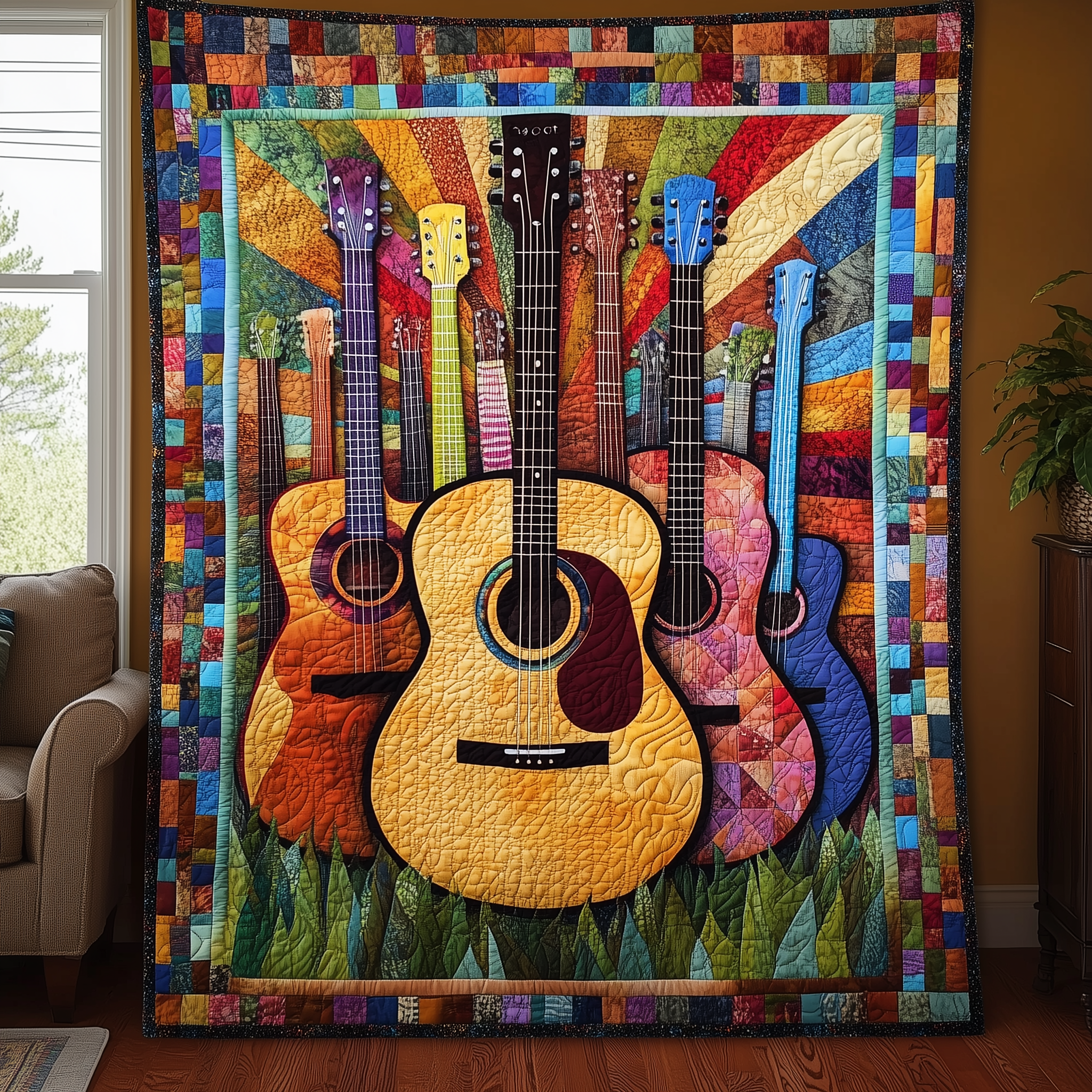 Acoustic Guitars Hamorny Quilted Blanket Feel the Comfort of Home, Wherever You Go Acoustic Guitars Hamorny Quilted Blanket Feel the Comfort of Home, Wherever You Go