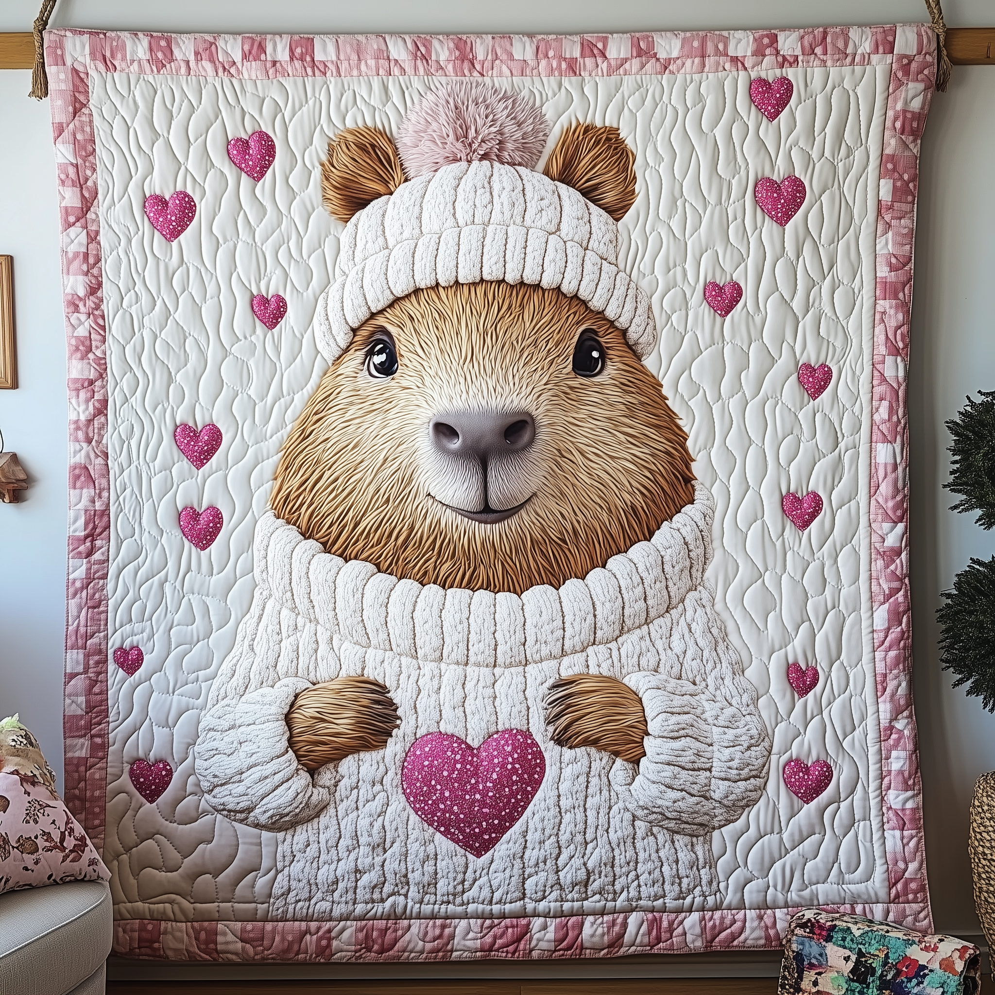 Adorable Capybara Quilted Blanket Throw Blankets For Couch Best Capybara Gifts Adorable Capybara Quilted Blanket Throw Blankets For Couch Best Capybara Gifts