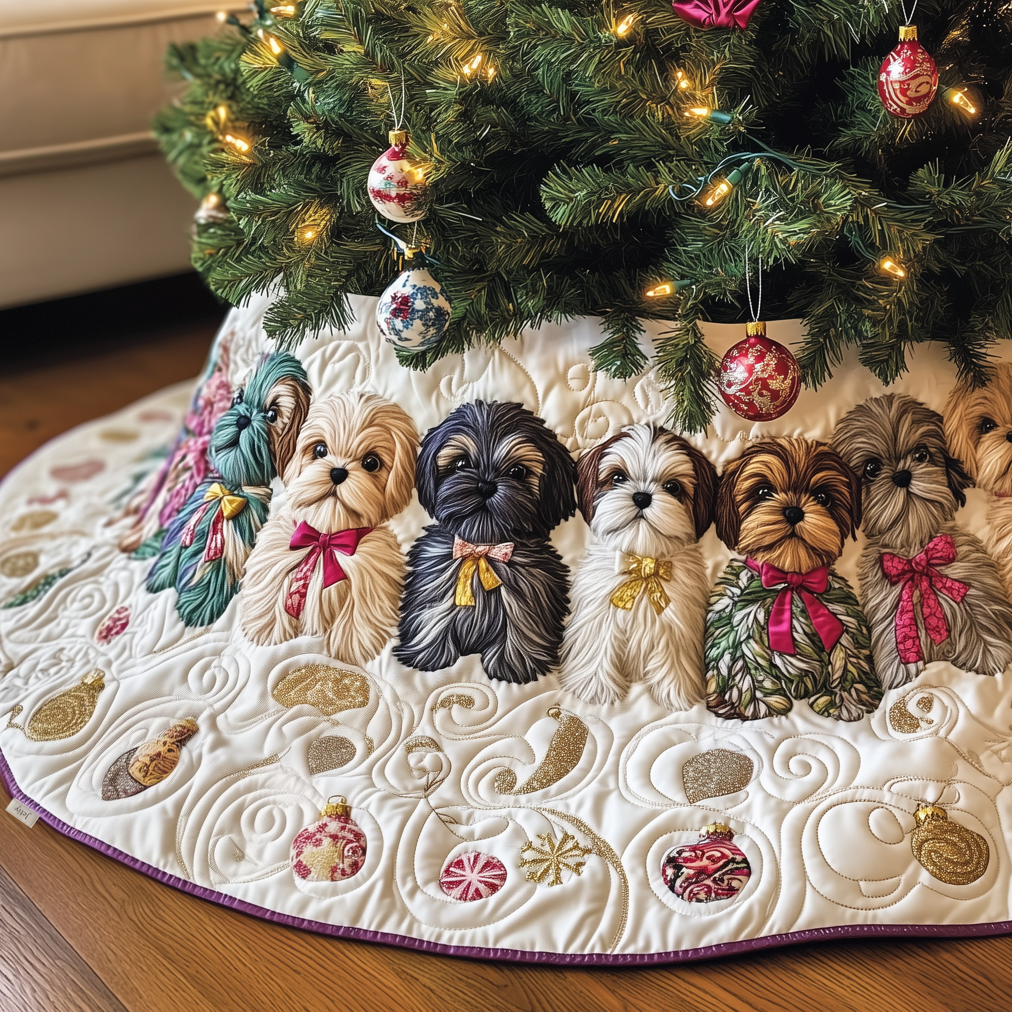 Adorable Christmas Shih Tzu Quilted Tree Skirt Cherish Every Moment with a Stylish and Reliable Tree Skirt Adorable Christmas Shih Tzu Quilted Tree Skirt Cherish Every Moment with a Stylish and Reliable Tree Skirt