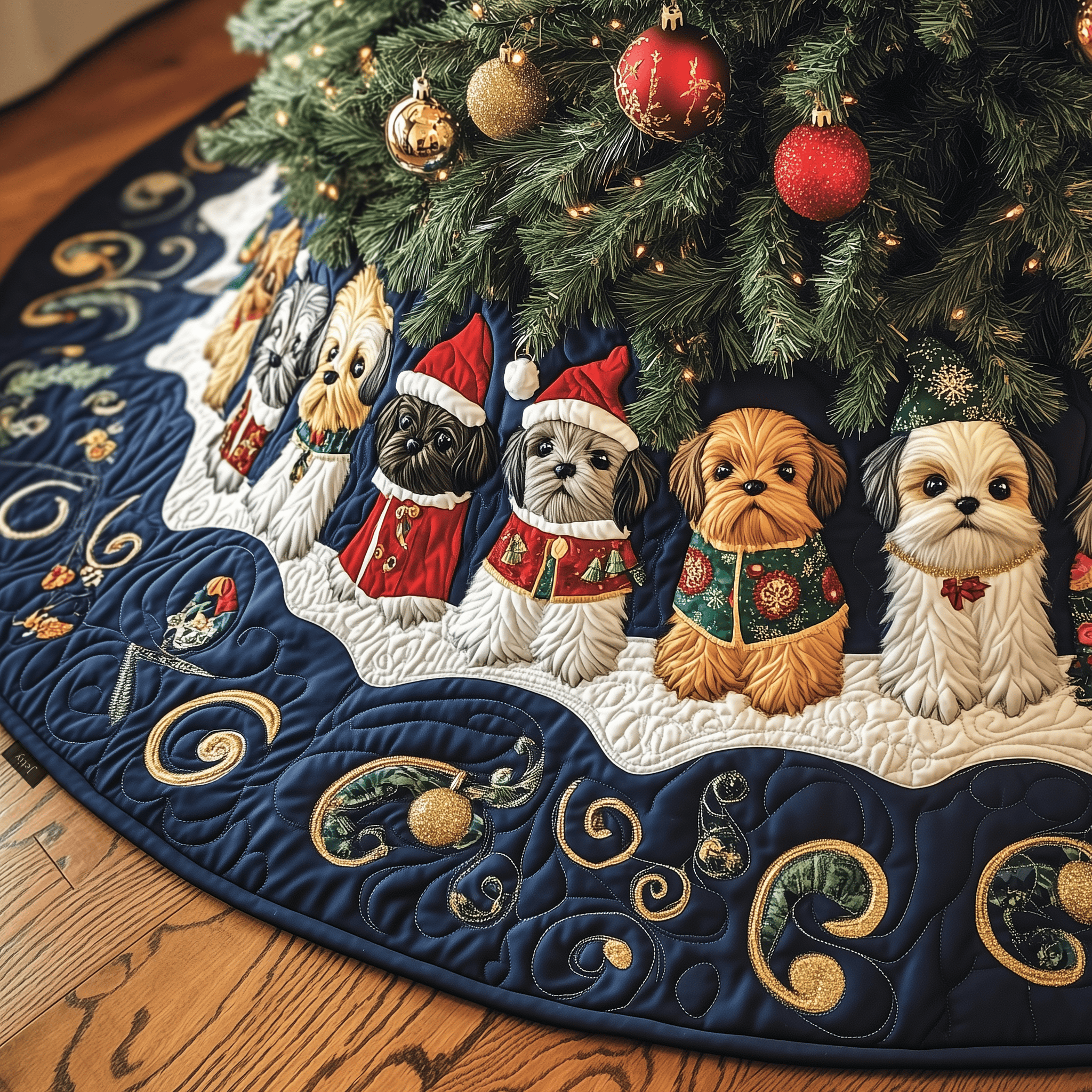 Adorable Christmas Shih Tzu Quilted Tree Skirt Enjoy a Peaceful Holiday with the Perfect Tree Skirt Adorable Christmas Shih Tzu Quilted Tree Skirt Enjoy a Peaceful Holiday with the Perfect Tree Skirt