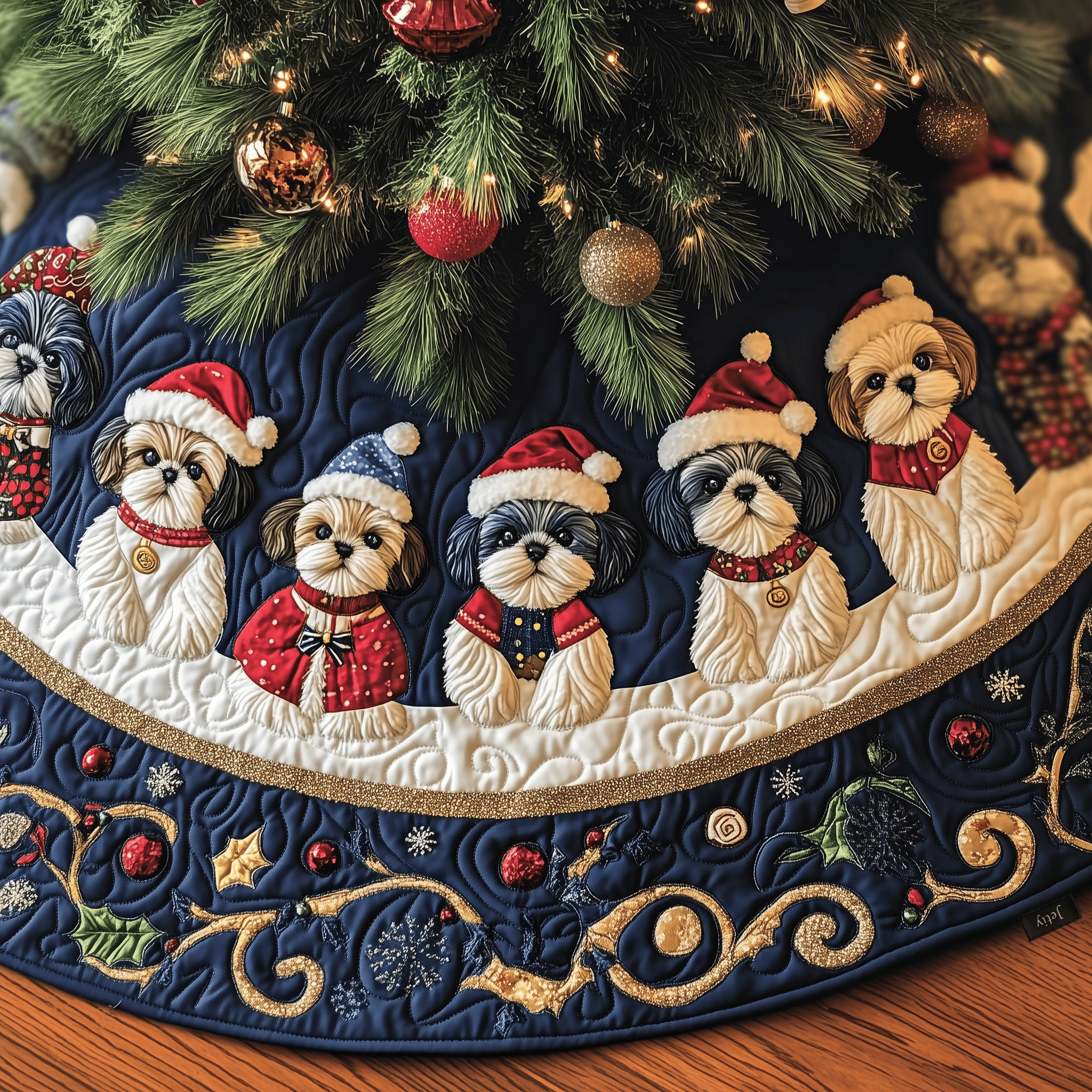 Adorable Christmas Shih Tzu Quilted Tree Skirt Relax This Christmas with a Floor-Safe Tree Skirt Adorable Christmas Shih Tzu Quilted Tree Skirt Relax This Christmas with a Floor-Safe Tree Skirt