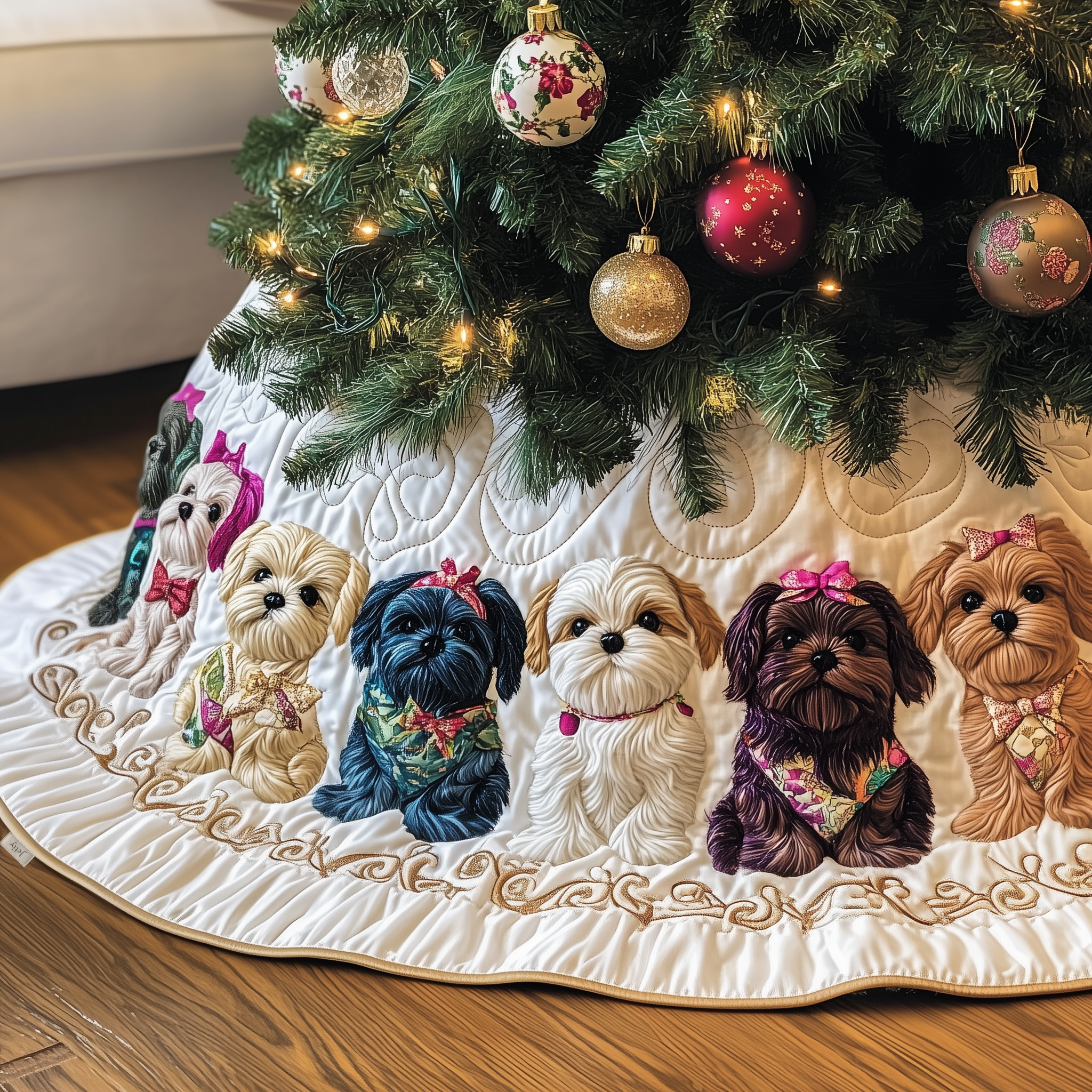 Adorable Christmas Shih Tzu Quilted Tree Skirt Transform Your Holidays with a Safe and Elegant Tree Skirt Adorable Christmas Shih Tzu Quilted Tree Skirt Transform Your Holidays with a Safe and Elegant Tree Skirt