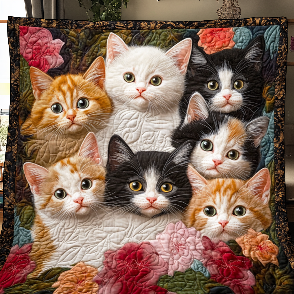 Adorable Cute Lazy Cat Floral Theme Quilted Blanket Feel Like Royalty with a Blanket Fit for Kings Adorable Cute Lazy Cat Floral Theme Quilted Blanket Feel Like Royalty with a Blanket Fit for Kings