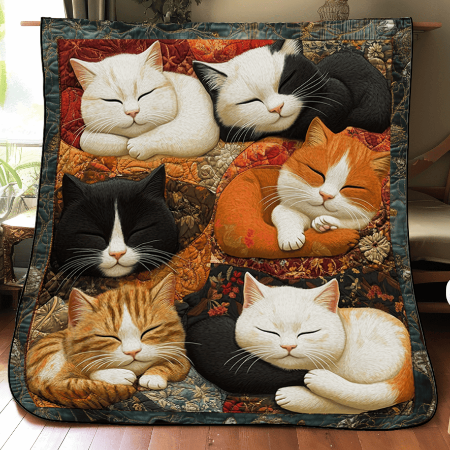 Adorable Cute Lazy Cat Floral Theme Quilted Blanket Feel the Comfort of Home, Wherever You Go Adorable Cute Lazy Cat Floral Theme Quilted Blanket Feel the Comfort of Home, Wherever You Go