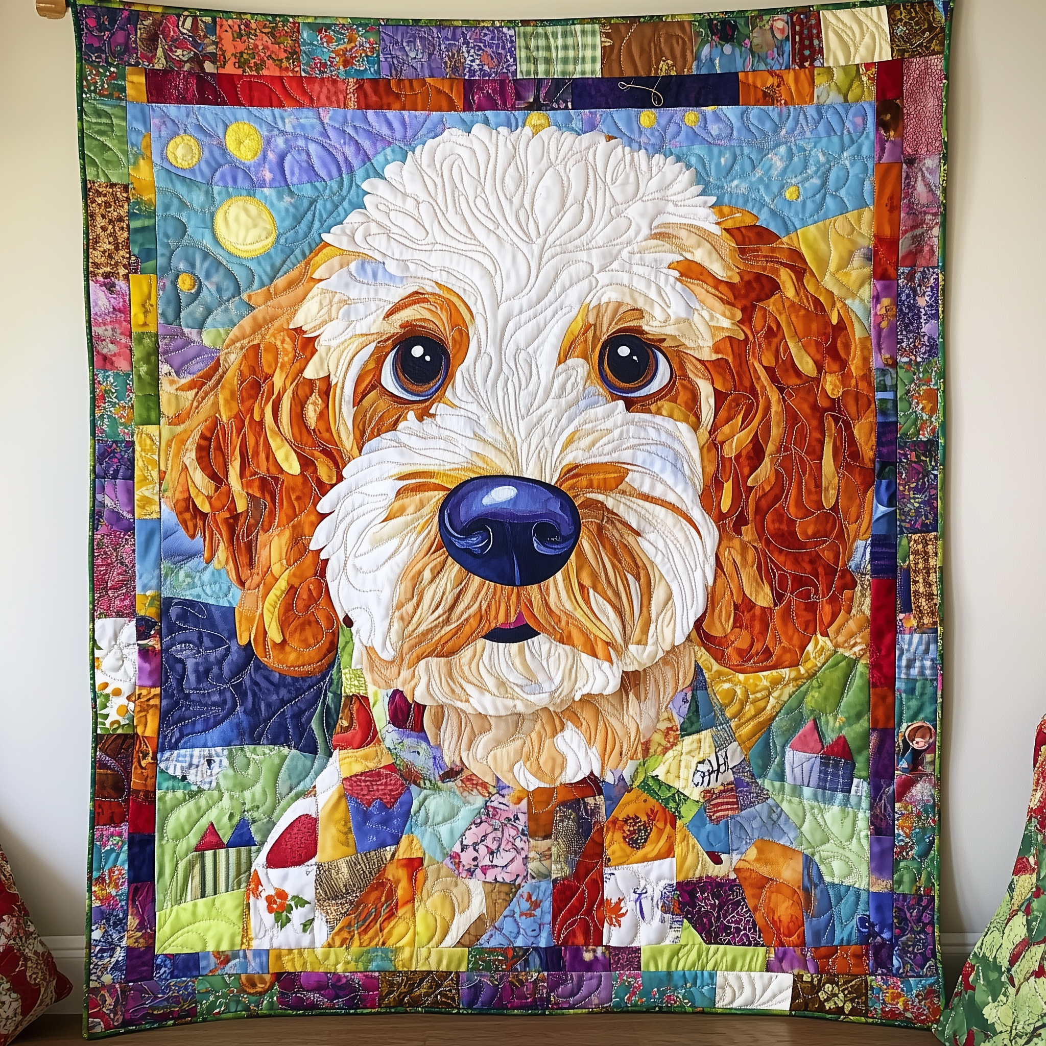 Adorable Goldendoodle Quilted Blanket Feel the Power of Personalized Comfort with Our Blanket Adorable Goldendoodle Quilted Blanket Feel the Power of Personalized Comfort with Our Blanket