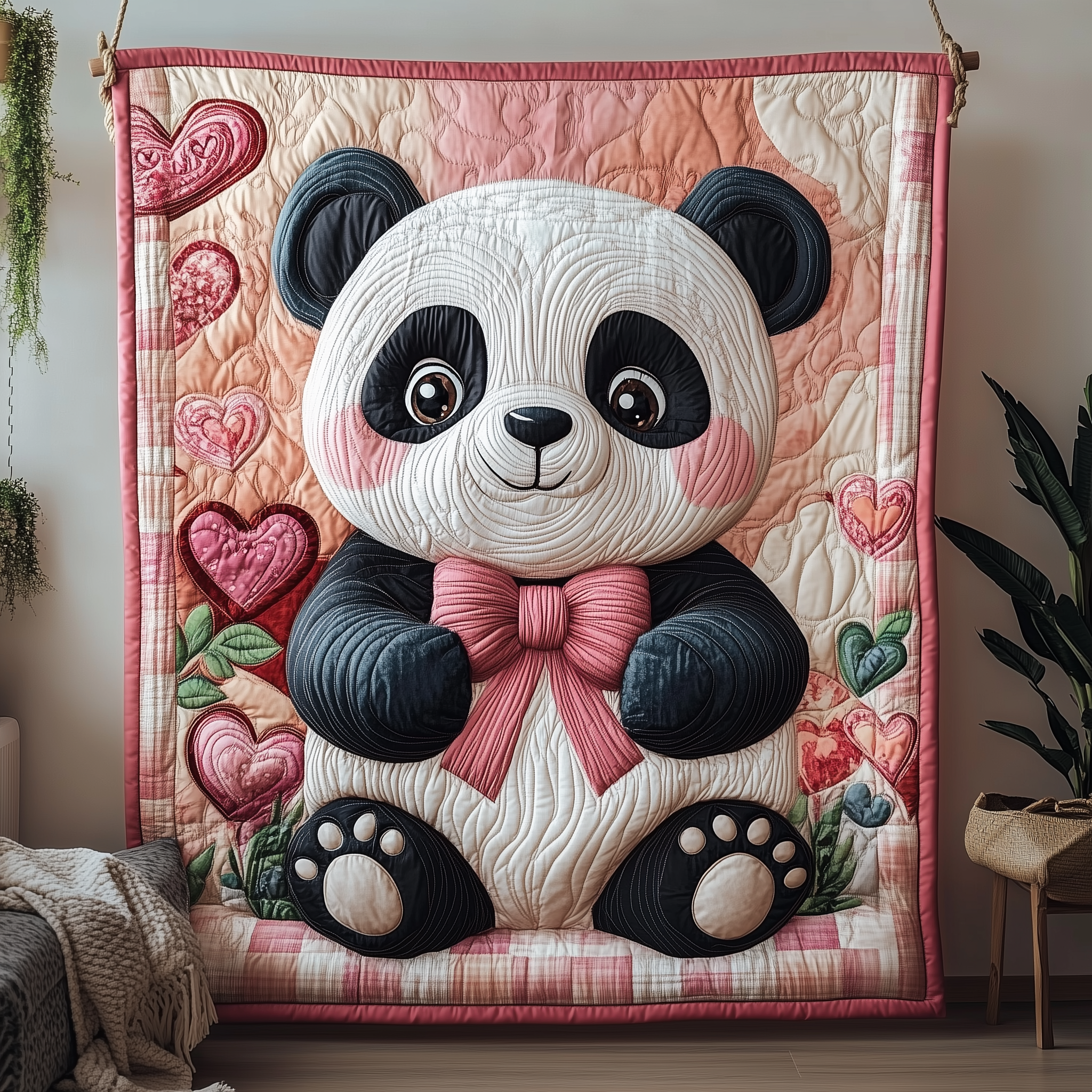 Adorable Pink Panda Quilted Blanket Throw Blankets For Couch Father Daughter Gifts Adorable Pink Panda Quilted Blanket Throw Blankets For Couch Father Daughter Gifts