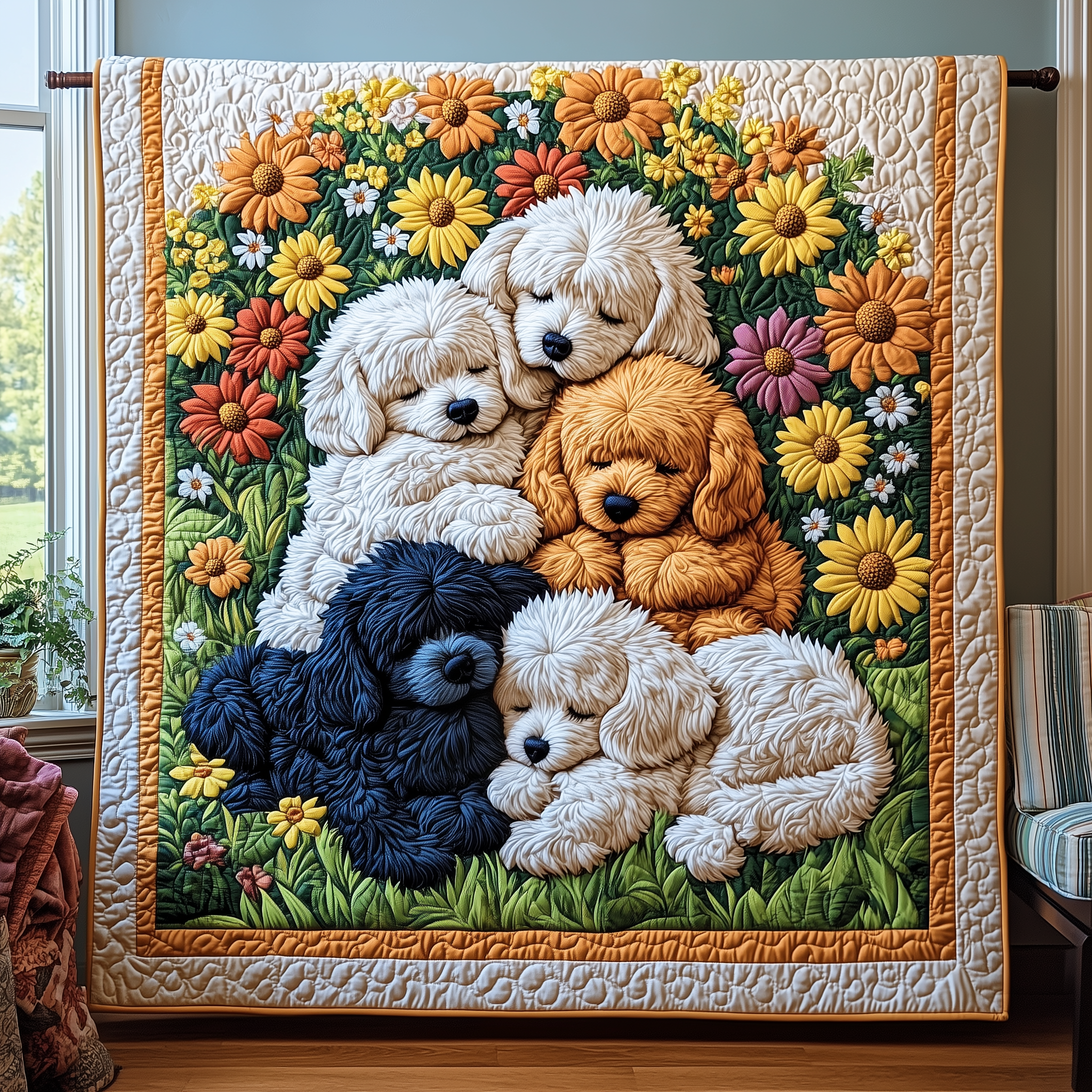 Adorable Poodle Quilted Blanket Feel the Bond of Home with Our Family-Friendly Blanket Adorable Poodle Quilted Blanket Feel the Bond of Home with Our Family-Friendly Blanket