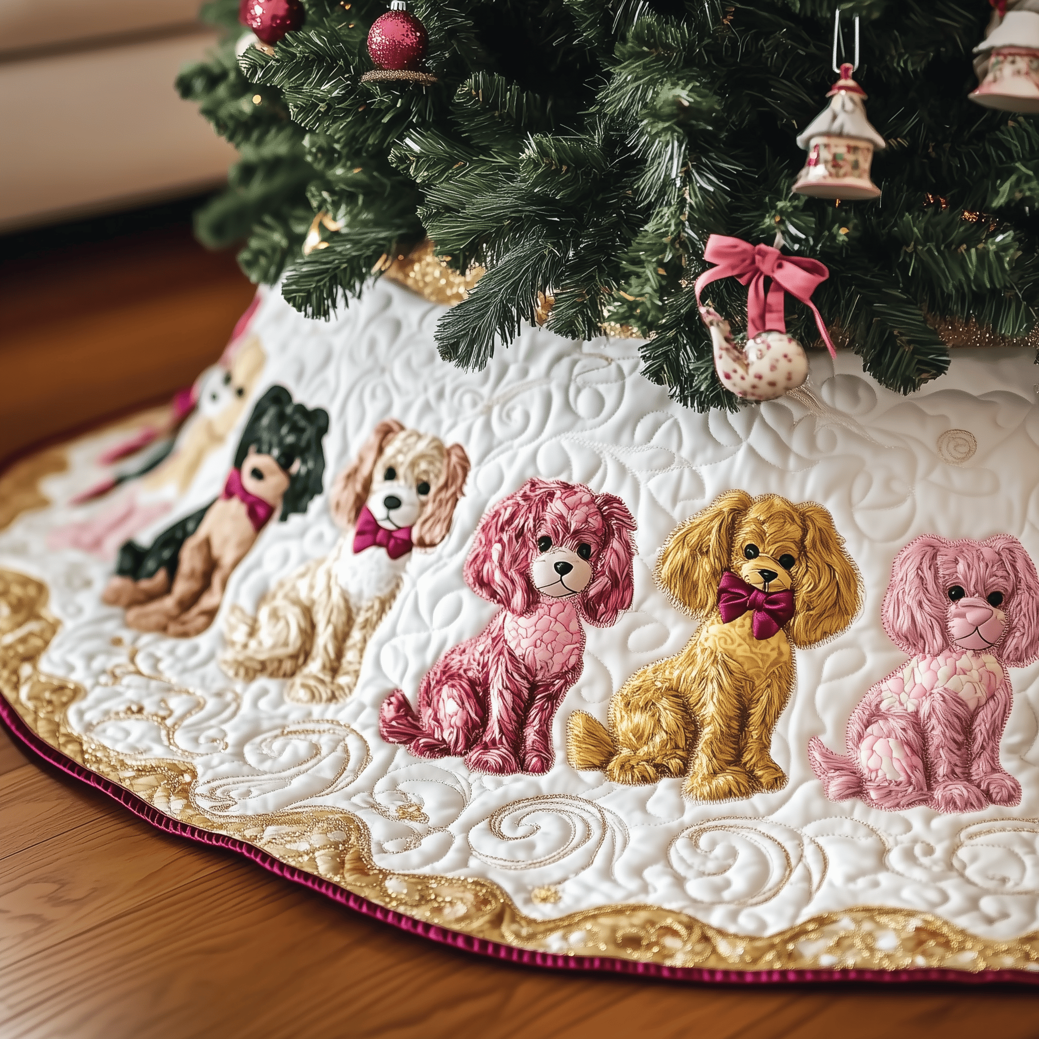 Adorable Poodle Quilted Tree Skirt Celebrate Joyfully with a Stylish Christmas Tree Skirt Adorable Poodle Quilted Tree Skirt Celebrate Joyfully with a Stylish Christmas Tree Skirt