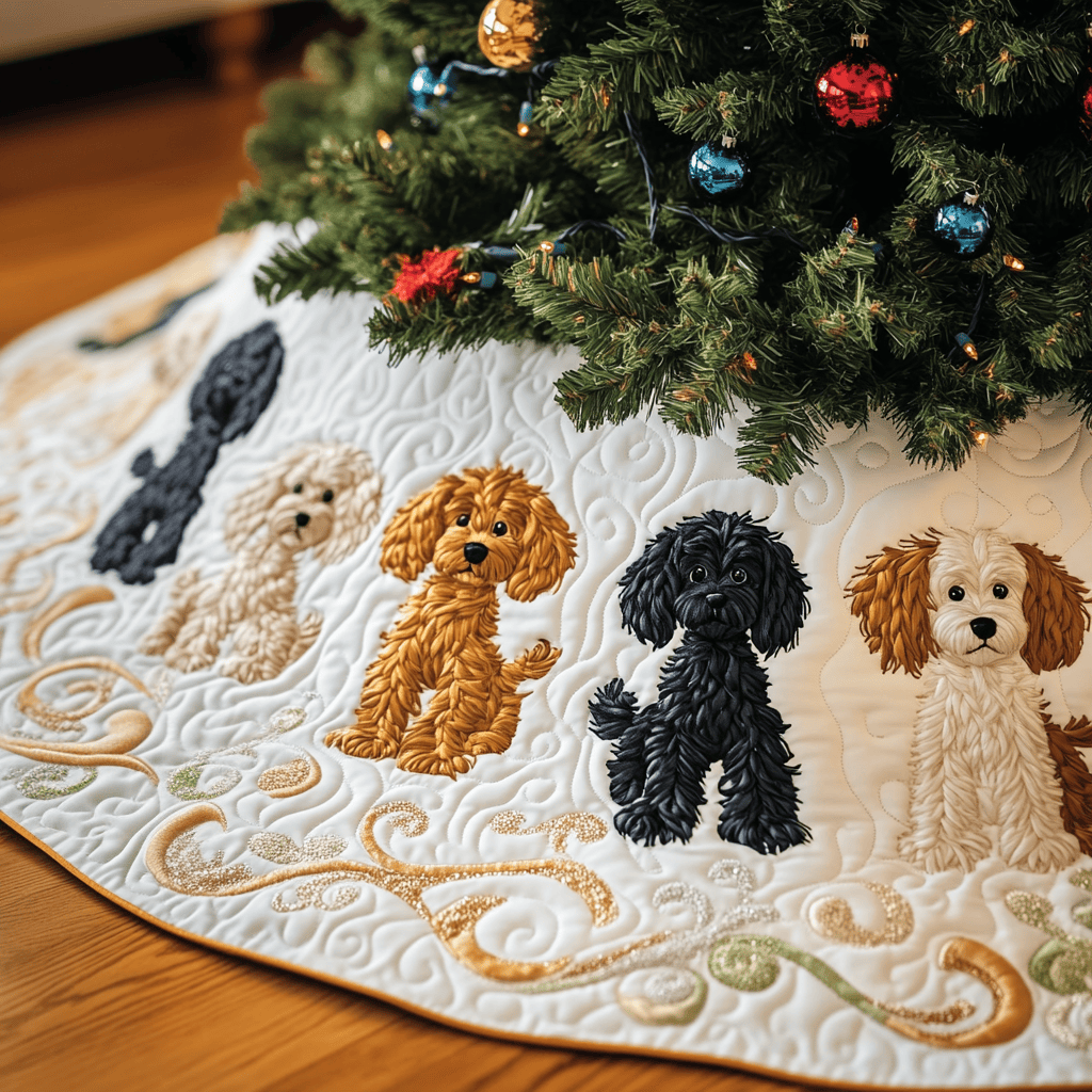 Adorable Poodle Quilted Tree Skirt Enjoy a Relaxing Holiday with Peaceful Tree Decor Adorable Poodle Quilted Tree Skirt Enjoy a Relaxing Holiday with Peaceful Tree Decor