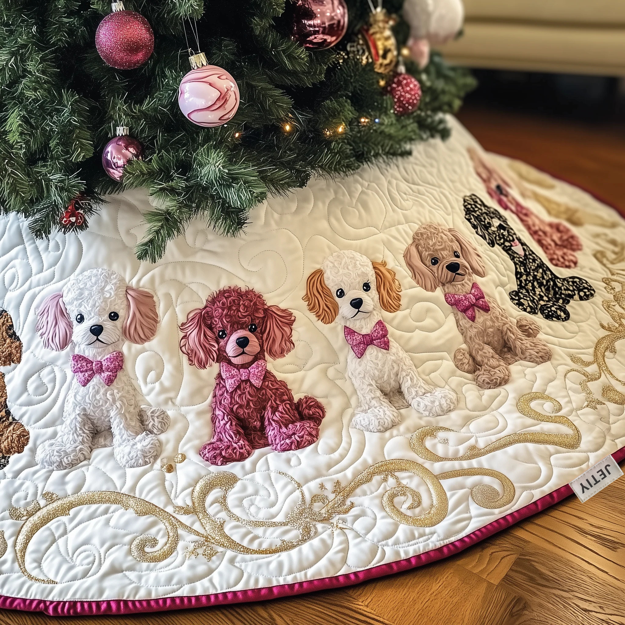 Adorable Poodle Quilted Tree Skirt Feel the Holiday Spirit with a Safe and Chic Tree Skirt Adorable Poodle Quilted Tree Skirt Feel the Holiday Spirit with a Safe and Chic Tree Skirt