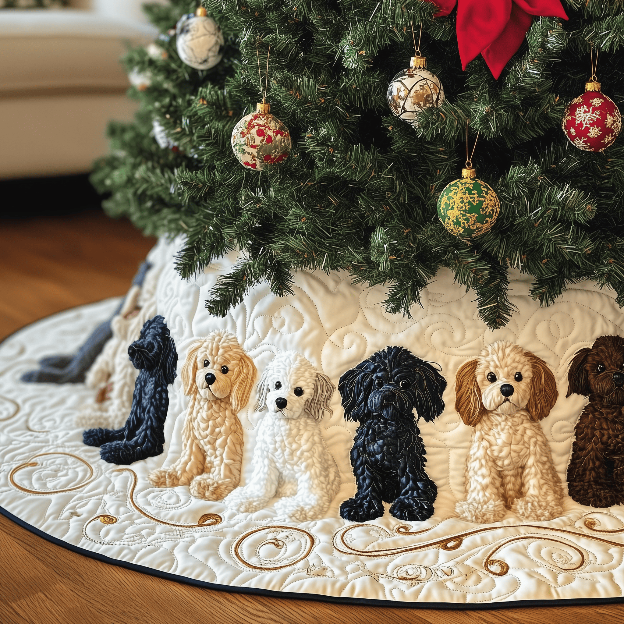 Adorable Poodle Quilted Tree Skirt Feel the Love of Christmas with Thoughtful Tree Decor Adorable Poodle Quilted Tree Skirt Feel the Love of Christmas with Thoughtful Tree Decor