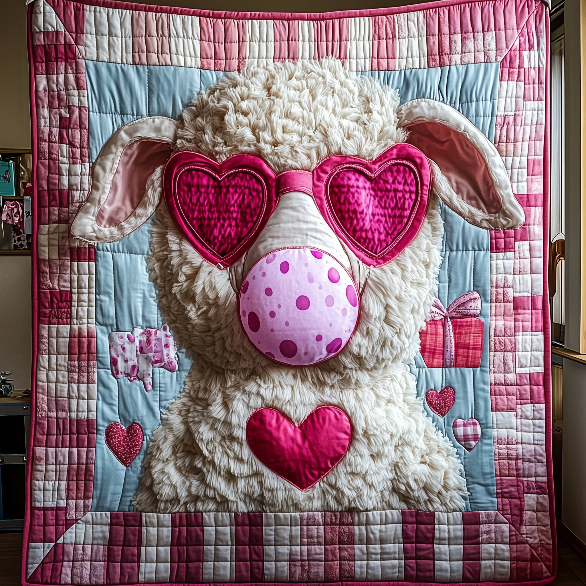 Adorable Sheep Gift For Her Quilted Blanket Unique Throw Blanket Item Merch Gifts For Sheep Farmers Adorable Sheep Gift For Her Quilted Blanket Unique Throw Blanket Item Merch Gifts For Sheep Farmers