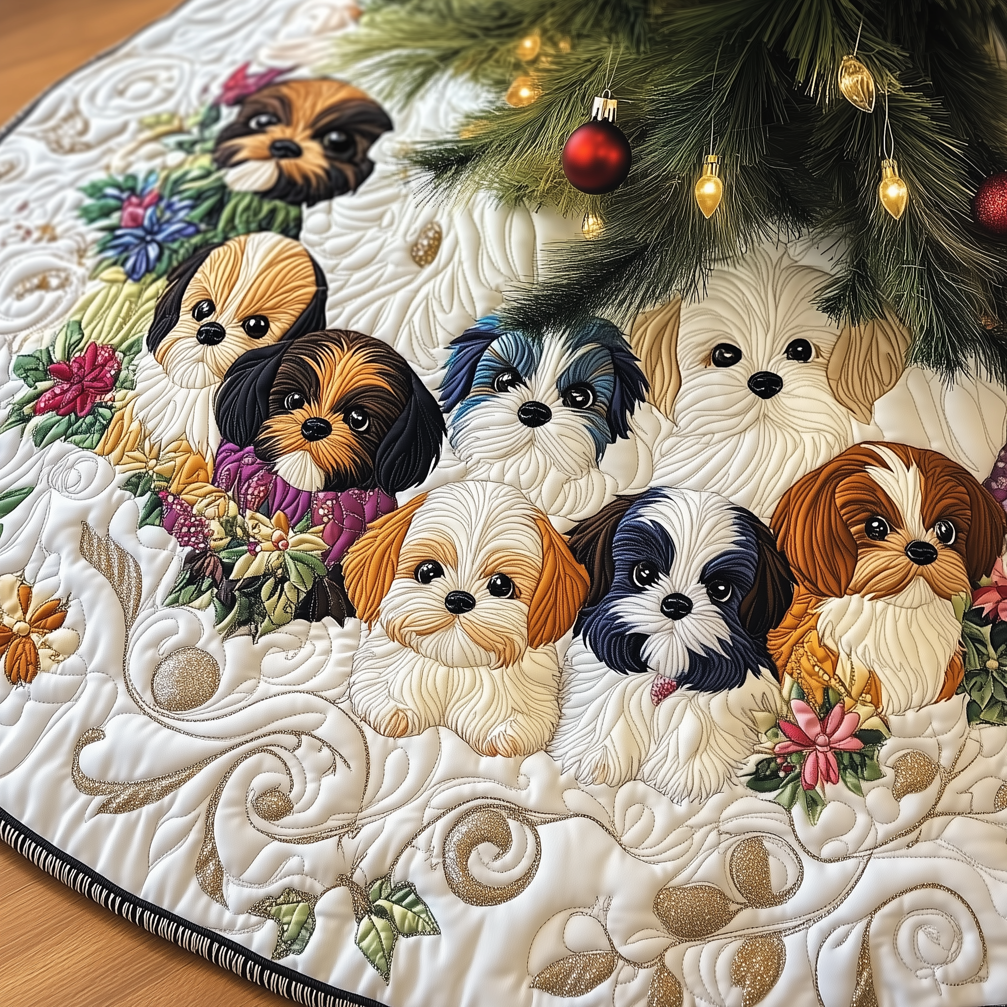 Adorable Shih Tzu Quilted Tree Skirt Celebrate the Joy of Christmas with Worry-Free Decor Adorable Shih Tzu Quilted Tree Skirt Celebrate the Joy of Christmas with Worry-Free Decor