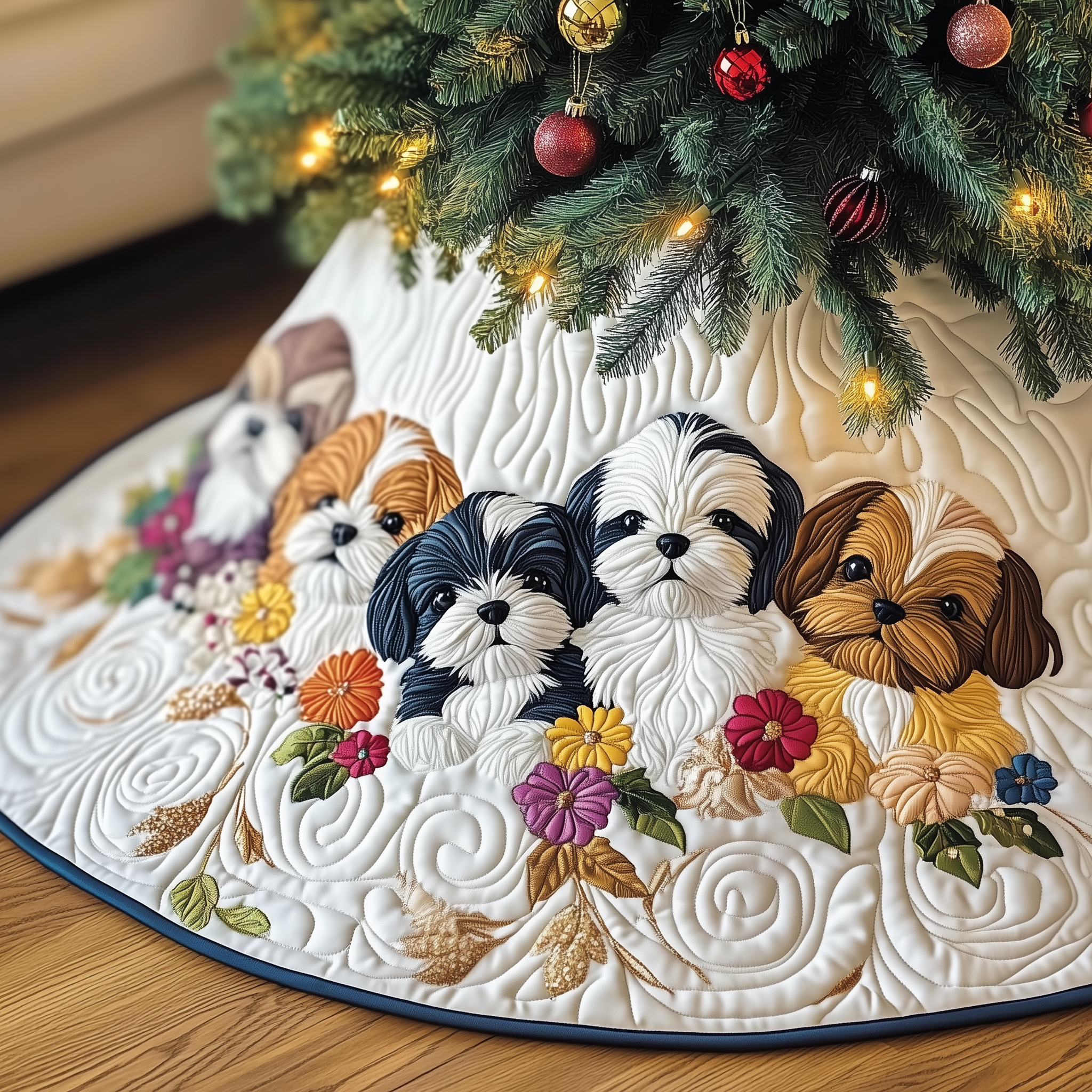 Adorable Shih Tzu Quilted Tree Skirt Feel the Comfort of Christmas with a Durable Tree Skirt Adorable Shih Tzu Quilted Tree Skirt Feel the Comfort of Christmas with a Durable Tree Skirt