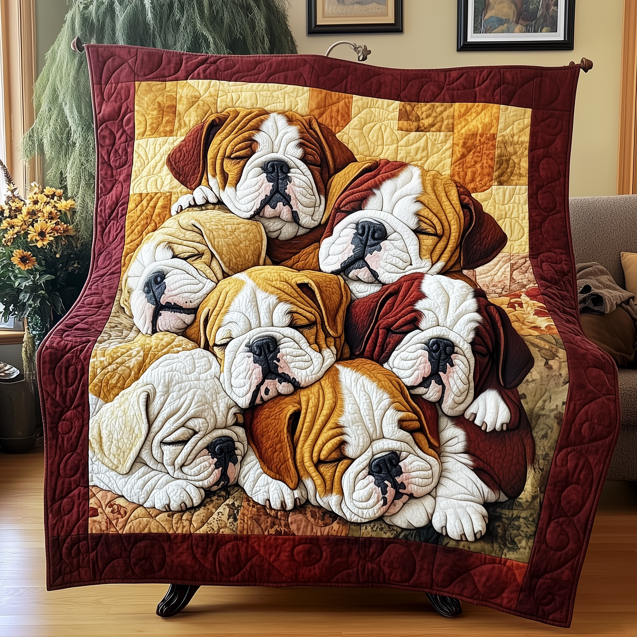 Adorable Sleepy Bulldogs Quilted Blanket Nice Throw Blankets Best Presents For Animal Lovers Adorable Sleepy Bulldogs Quilted Blanket Nice Throw Blankets Best Presents For Animal Lovers
