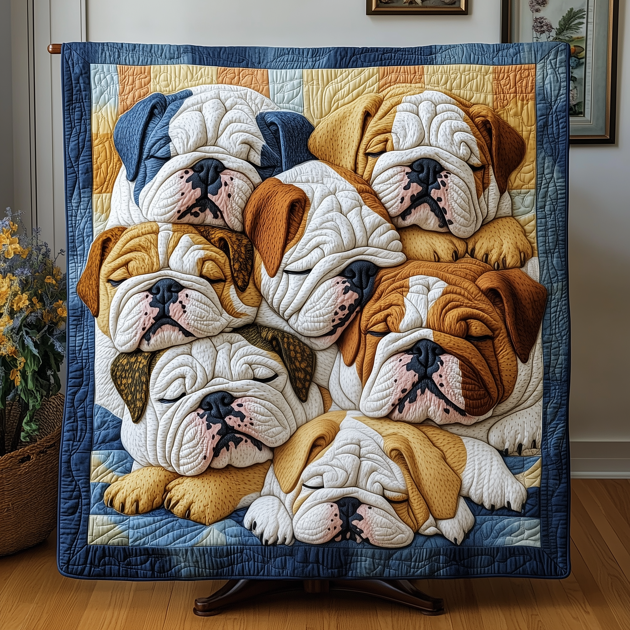 Adorable Sleepy Bulldogs Quilted Blanket Nice Throw Blankets Funny Gifts For Dog Lovers Adorable Sleepy Bulldogs Quilted Blanket Nice Throw Blankets Funny Gifts For Dog Lovers