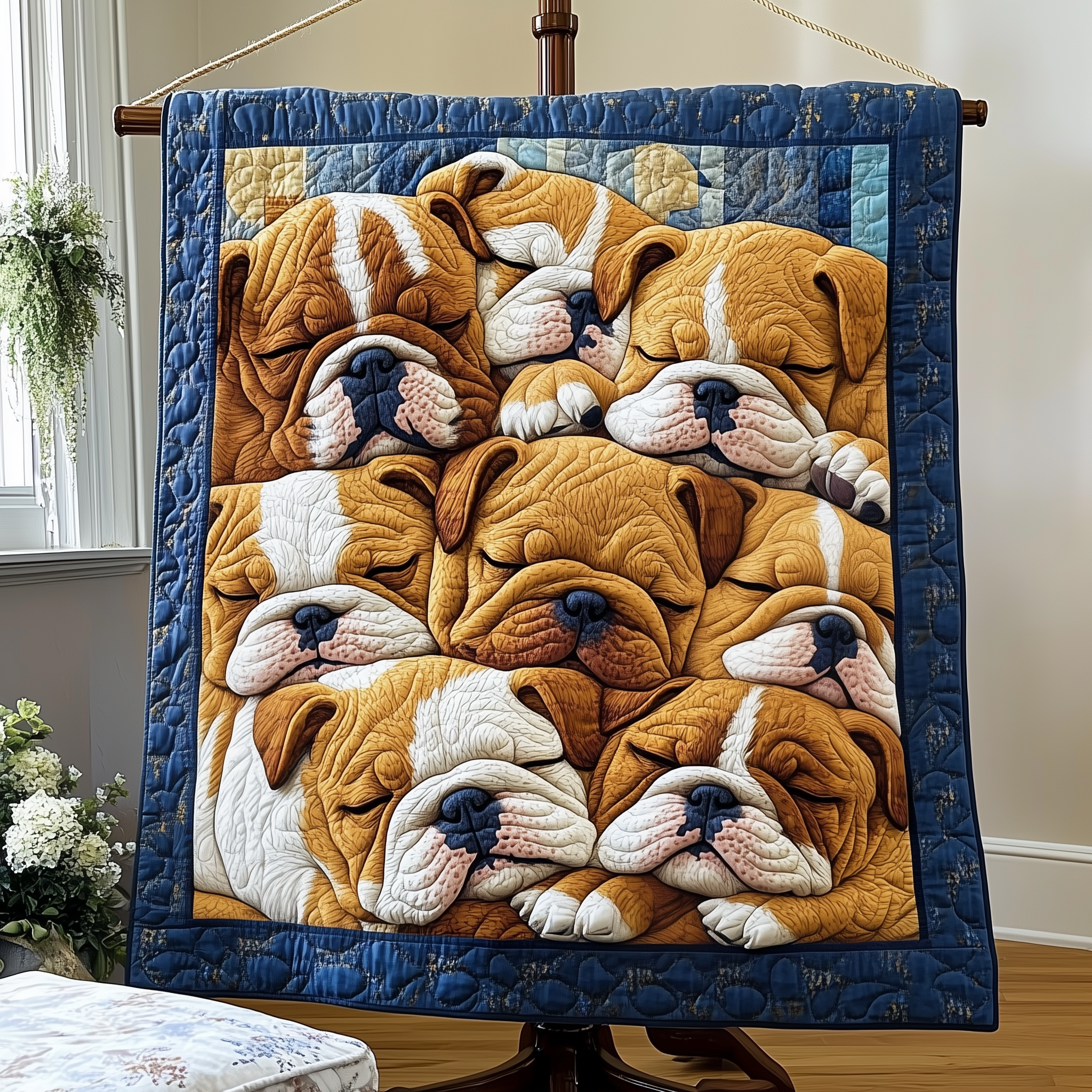 Adorable Sleepy Bulldogs Quilted Blanket Nice Throw Blankets Gift Idea For Animal Lovers Adorable Sleepy Bulldogs Quilted Blanket Nice Throw Blankets Gift Idea For Animal Lovers