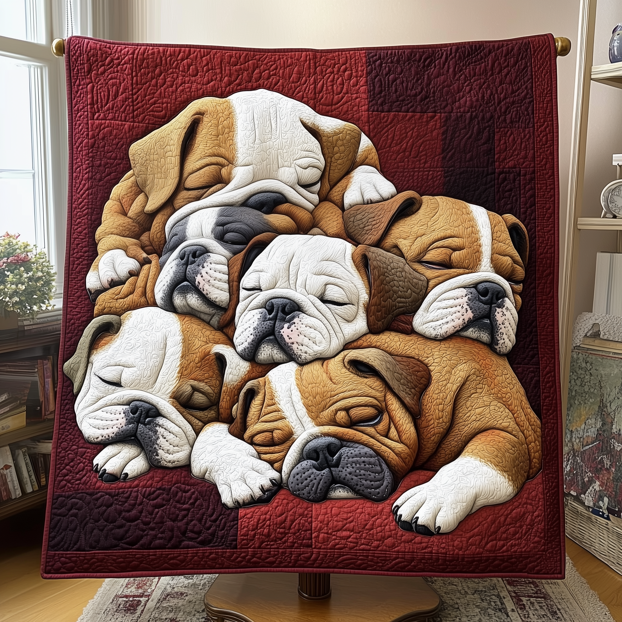 Adorable Sleepy Bulldogs Quilted Blanket Nice Throw Blankets Great Gifts For Dog Owners Adorable Sleepy Bulldogs Quilted Blanket Nice Throw Blankets Great Gifts For Dog Owners