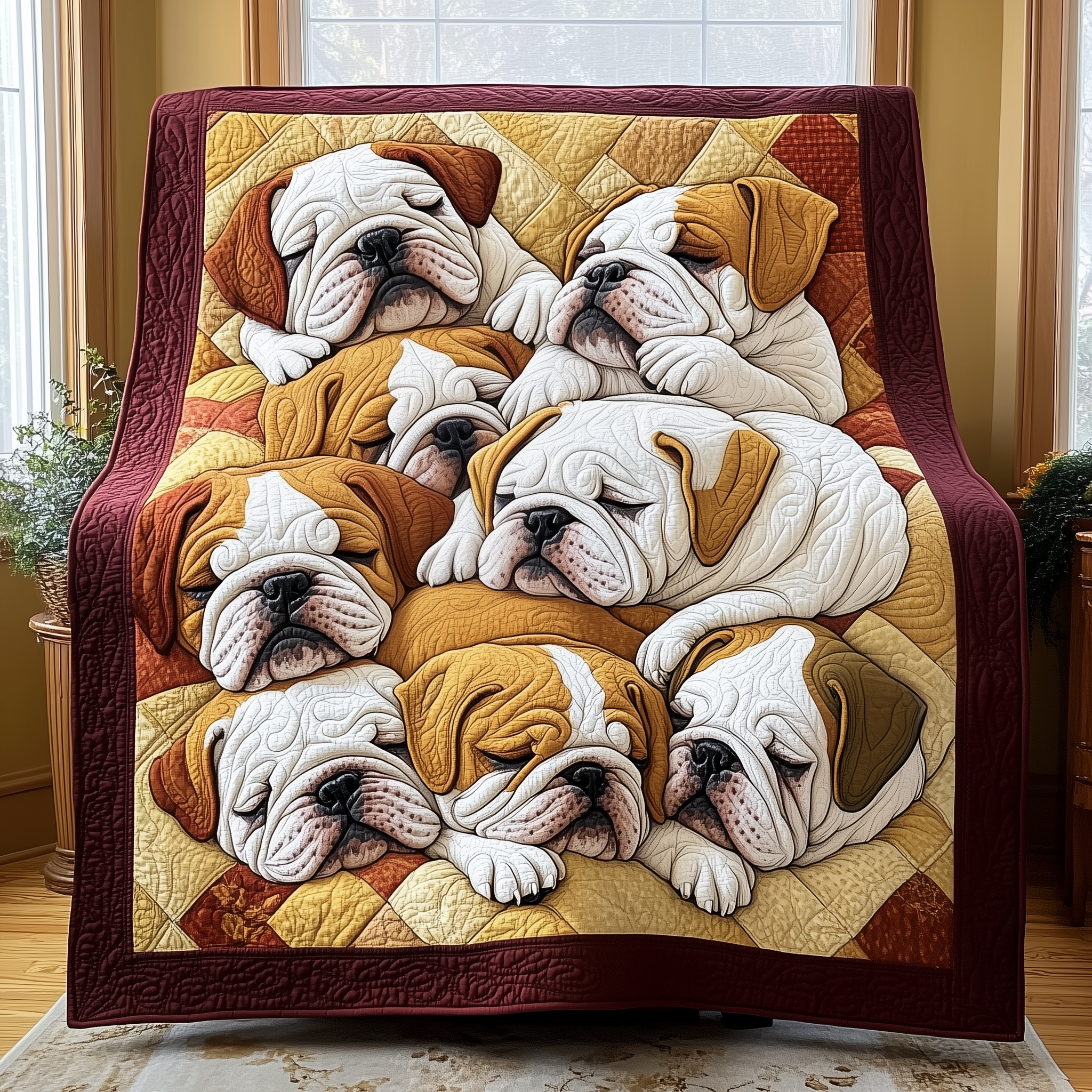 Adorable Sleepy Bulldogs Quilted Blanket Nice Throw Blankets Unique Dog Gifts For Owners Adorable Sleepy Bulldogs Quilted Blanket Nice Throw Blankets Unique Dog Gifts For Owners
