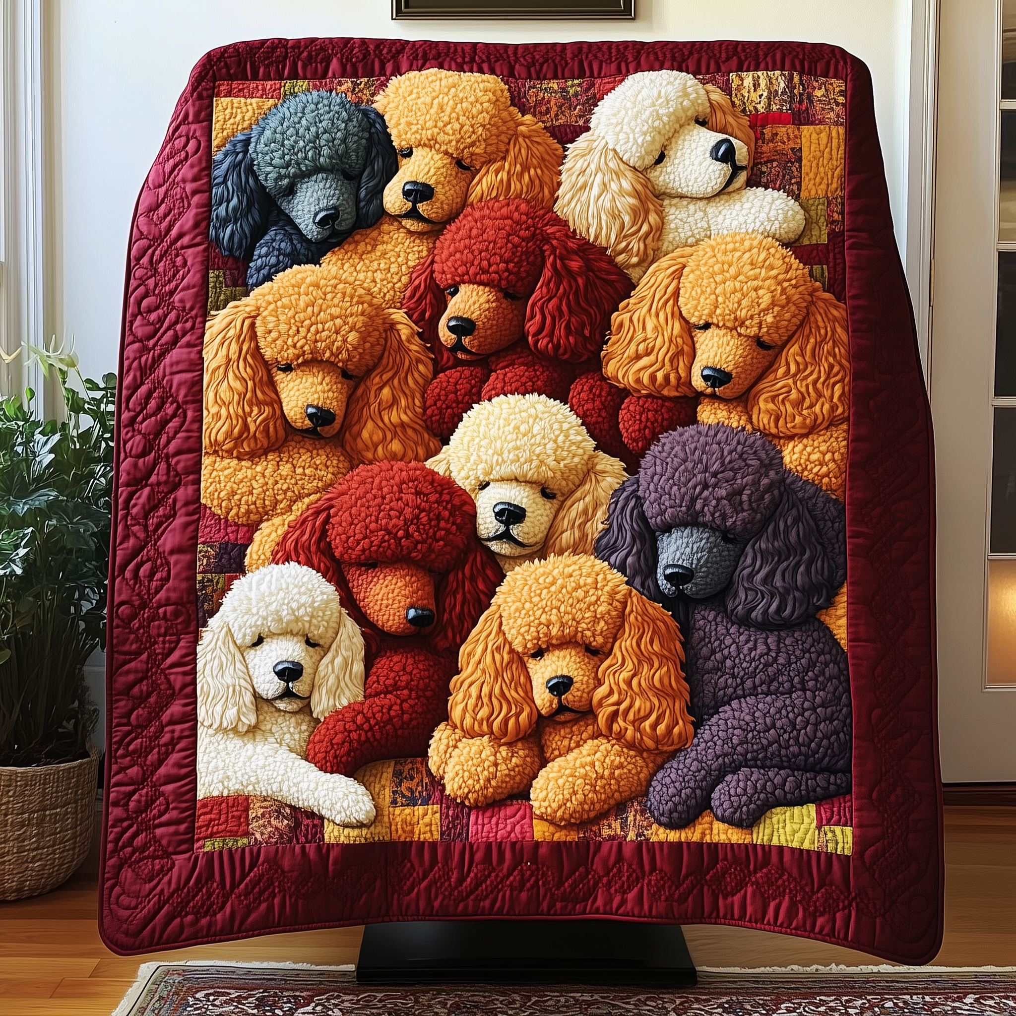Adorable Sleepy Poodles Quilted Blanket Nice Throw Blankets Funny Dog Gifts For Owners Adorable Sleepy Poodles Quilted Blanket Nice Throw Blankets Funny Dog Gifts For Owners