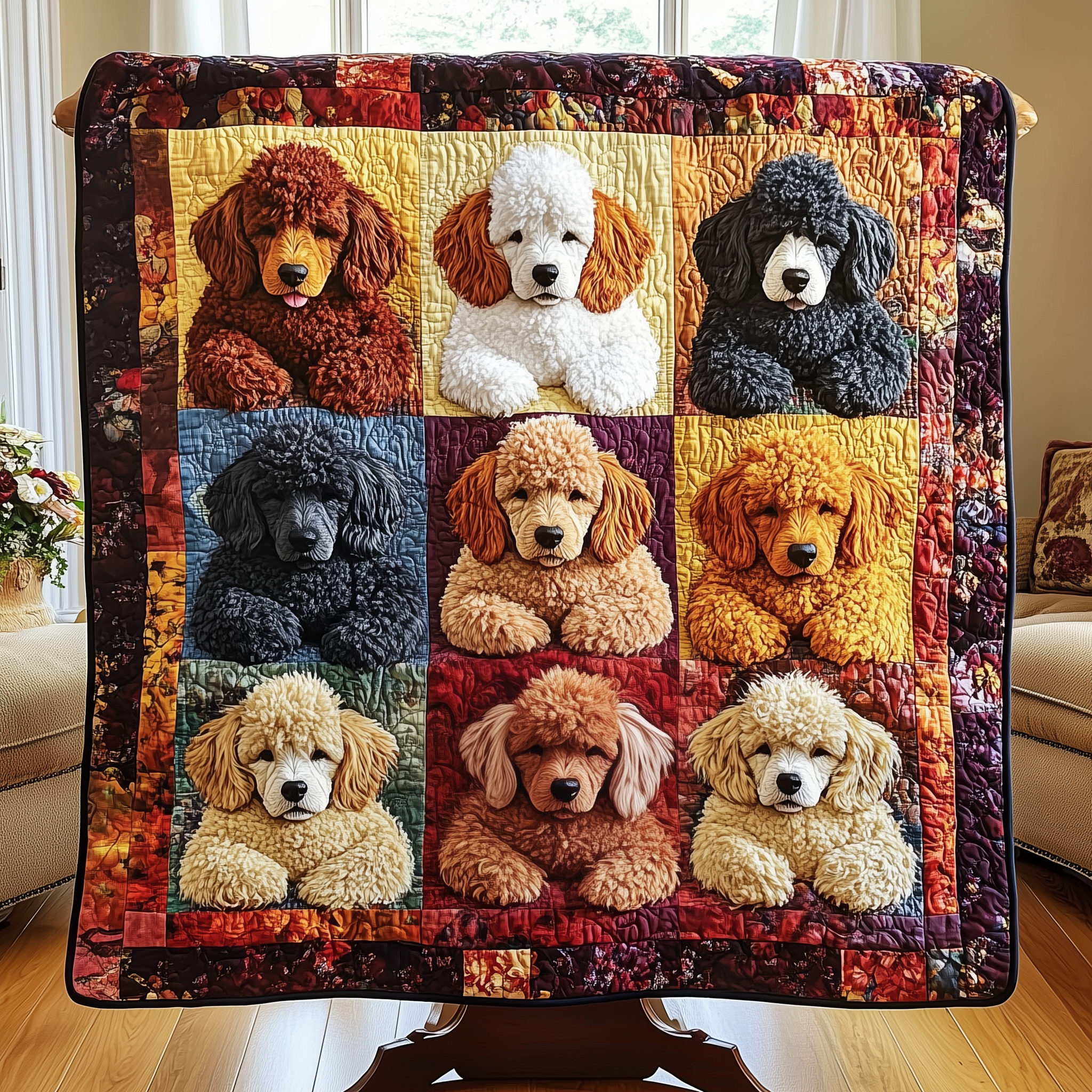Adorable Sleepy Poodles Quilted Blanket Nice Throw Blankets Good Gifts For New Dog Owners Adorable Sleepy Poodles Quilted Blanket Nice Throw Blankets Good Gifts For New Dog Owners