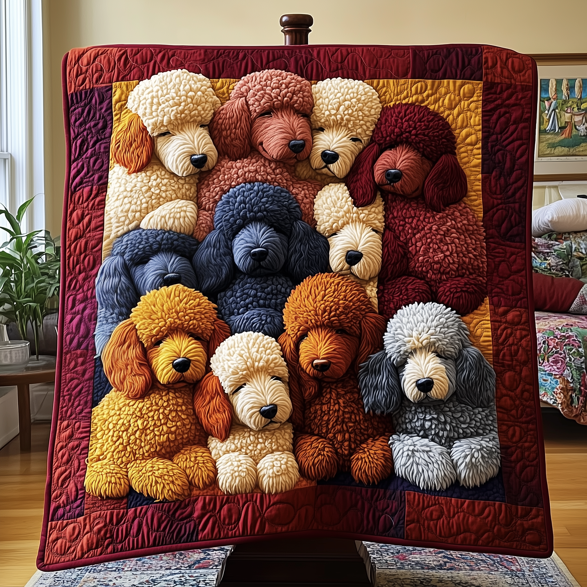 Adorable Sleepy Poodles Quilted Blanket Nice Throw Blankets Unique Dog Gifts Adorable Sleepy Poodles Quilted Blanket Nice Throw Blankets Unique Dog Gifts