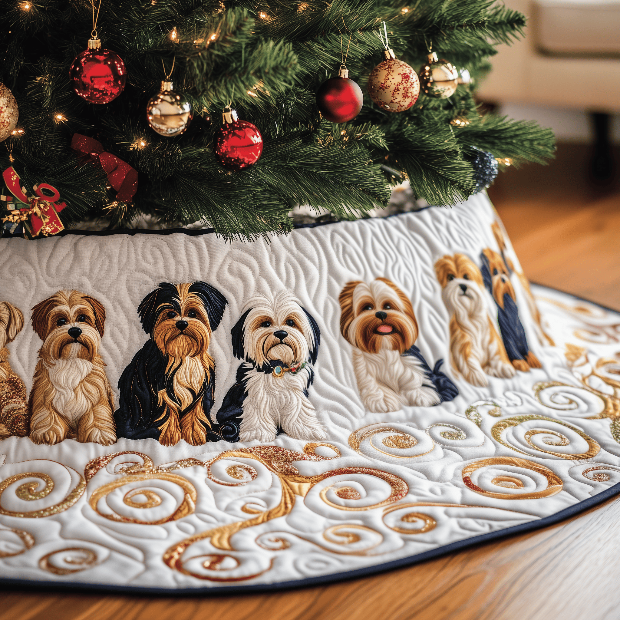Adorable Yorkshire Terrier Quilted Tree Skirt Celebrate Togetherness with Thoughtful Holiday Decor Adorable Yorkshire Terrier Quilted Tree Skirt Celebrate Togetherness with Thoughtful Holiday Decor