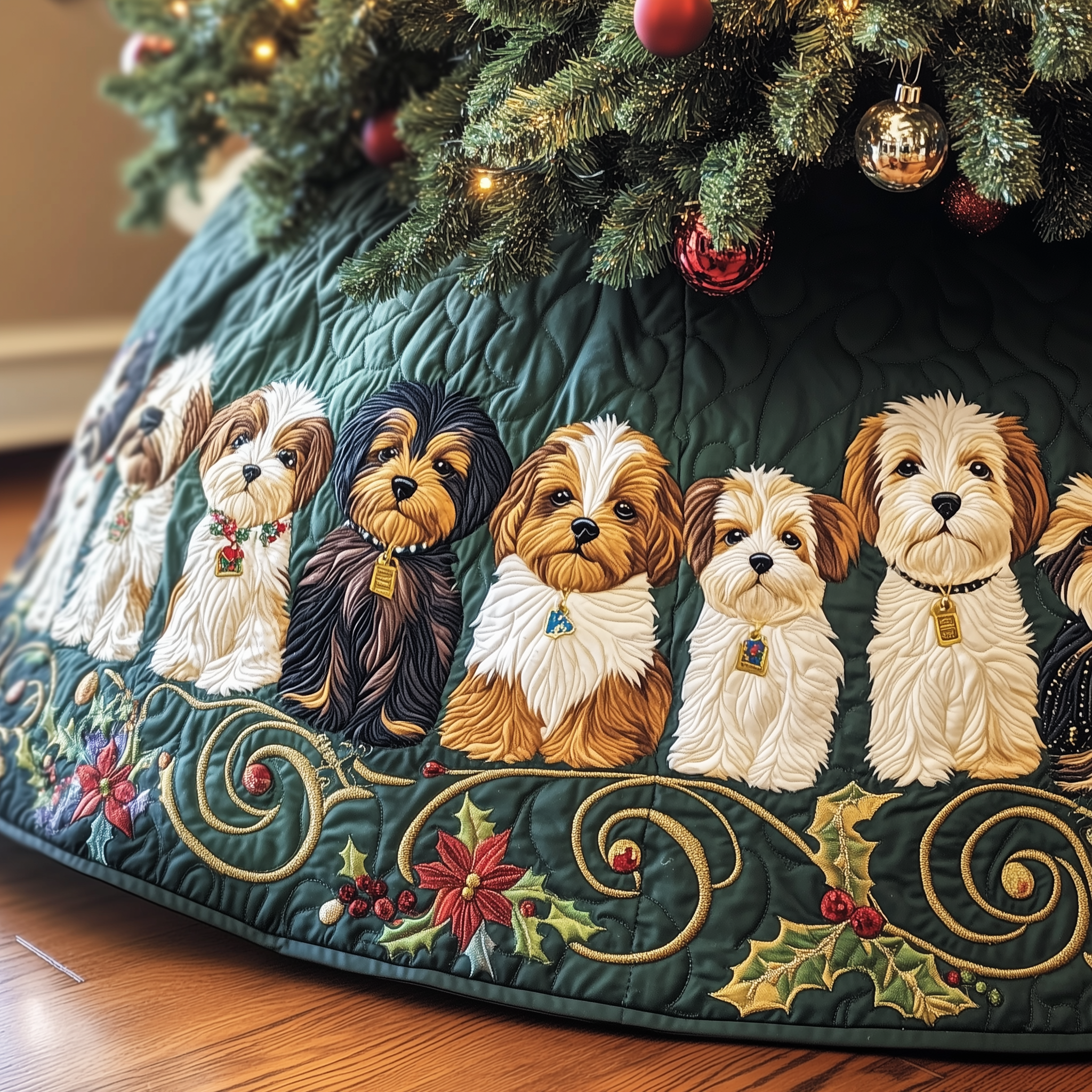 Adorable Yorkshire Terrier Quilted Tree Skirt Celebrate Without Worry Choose a Secure Tree Skirt Adorable Yorkshire Terrier Quilted Tree Skirt Celebrate Without Worry Choose a Secure Tree Skirt