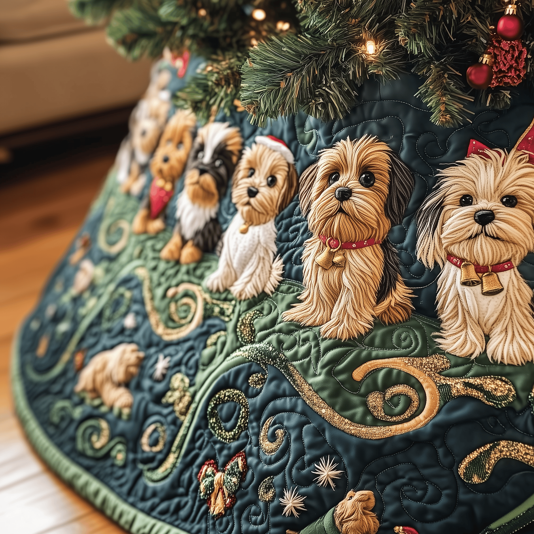 Adorable Yorkshire Terrier Quilted Tree Skirt Feel Closer to Home with Safe Holiday Decor Adorable Yorkshire Terrier Quilted Tree Skirt Feel Closer to Home with Safe Holiday Decor