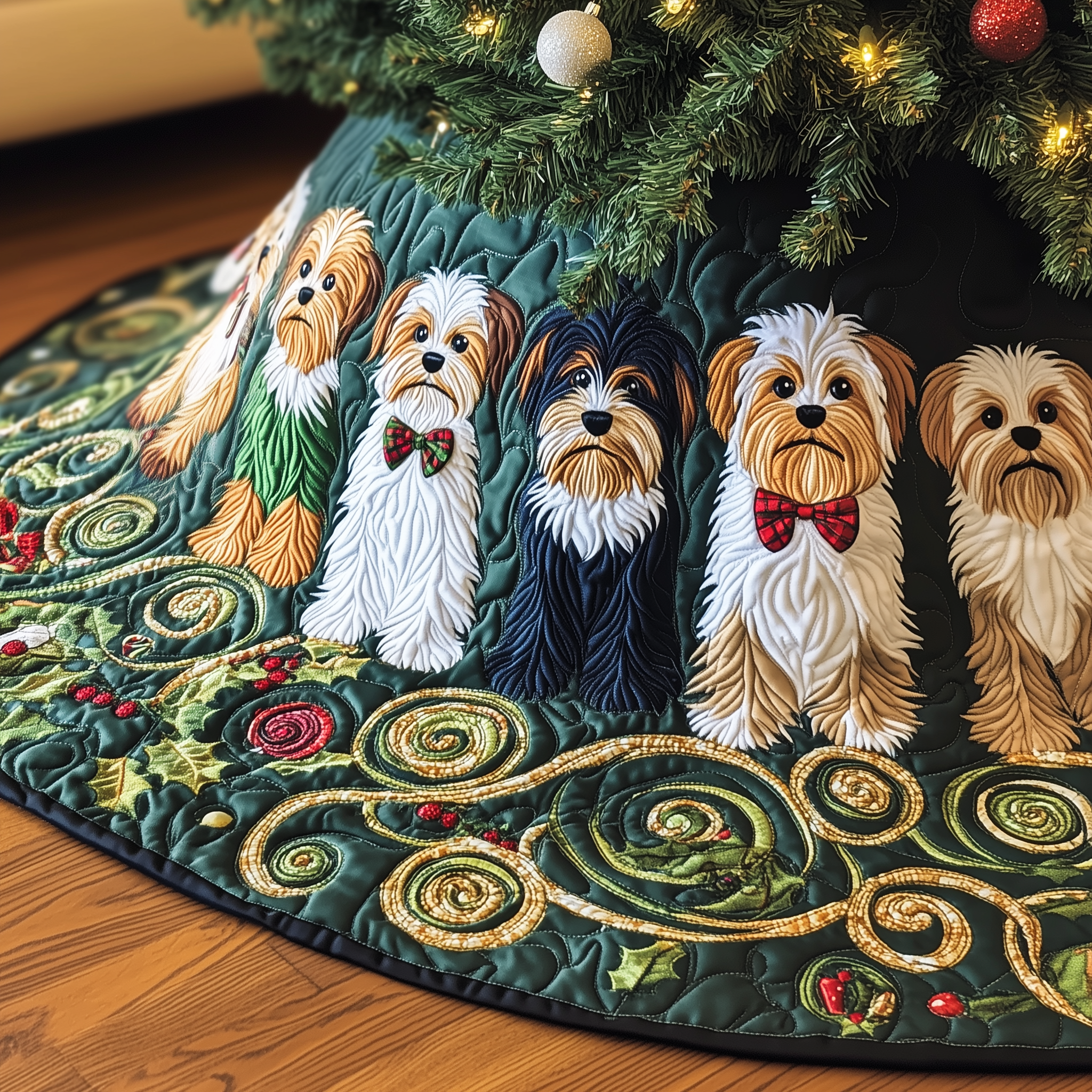 Adorable Yorkshire Terrier Quilted Tree Skirt Feel the Love of Christmas Under a Safe Tree Skirt Adorable Yorkshire Terrier Quilted Tree Skirt Feel the Love of Christmas Under a Safe Tree Skirt