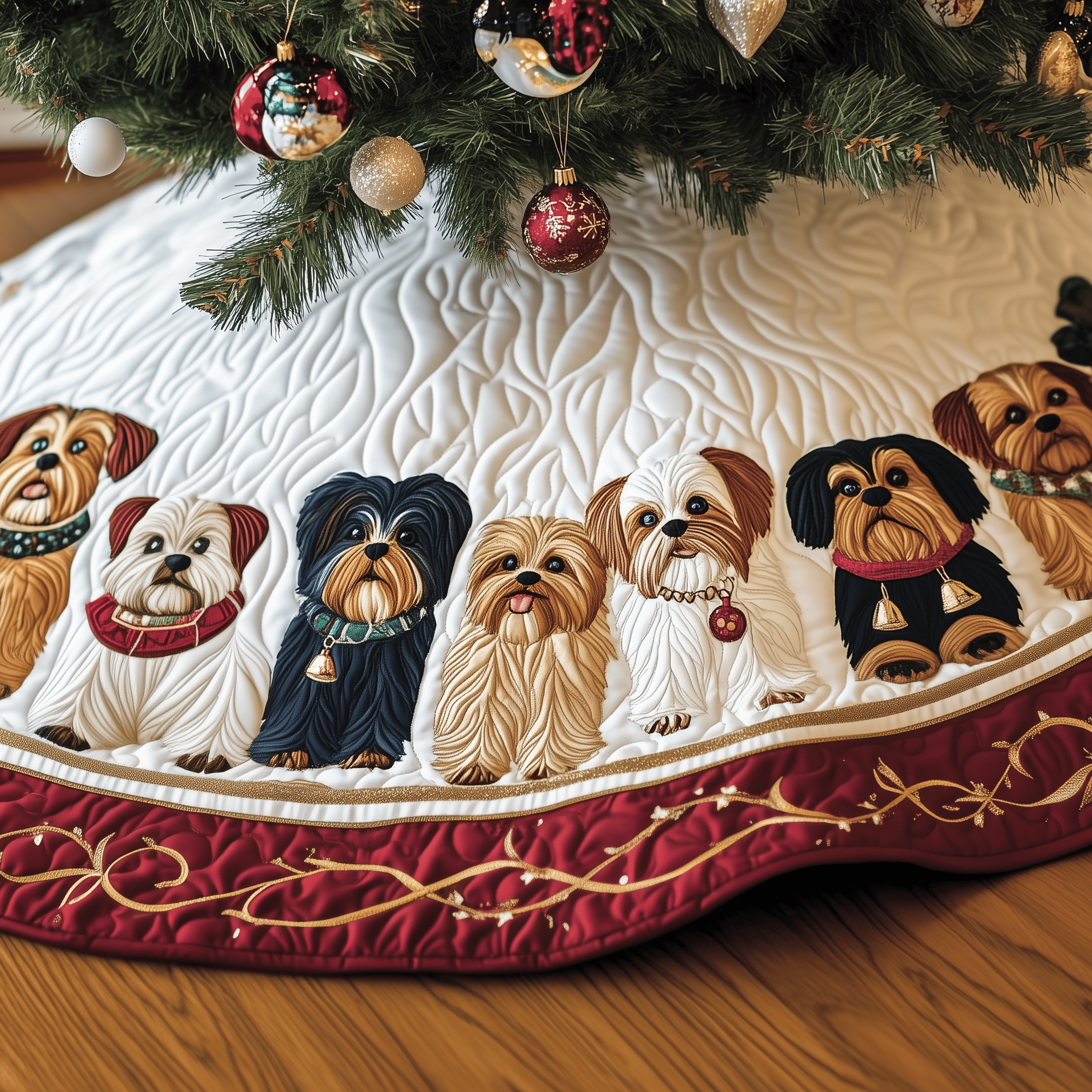 Adorable Yorkshire Terrier Quilted Tree Skirt Feel the Warmth of the Holidays with a Safe Tree Skirt Adorable Yorkshire Terrier Quilted Tree Skirt Feel the Warmth of the Holidays with a Safe Tree Skirt