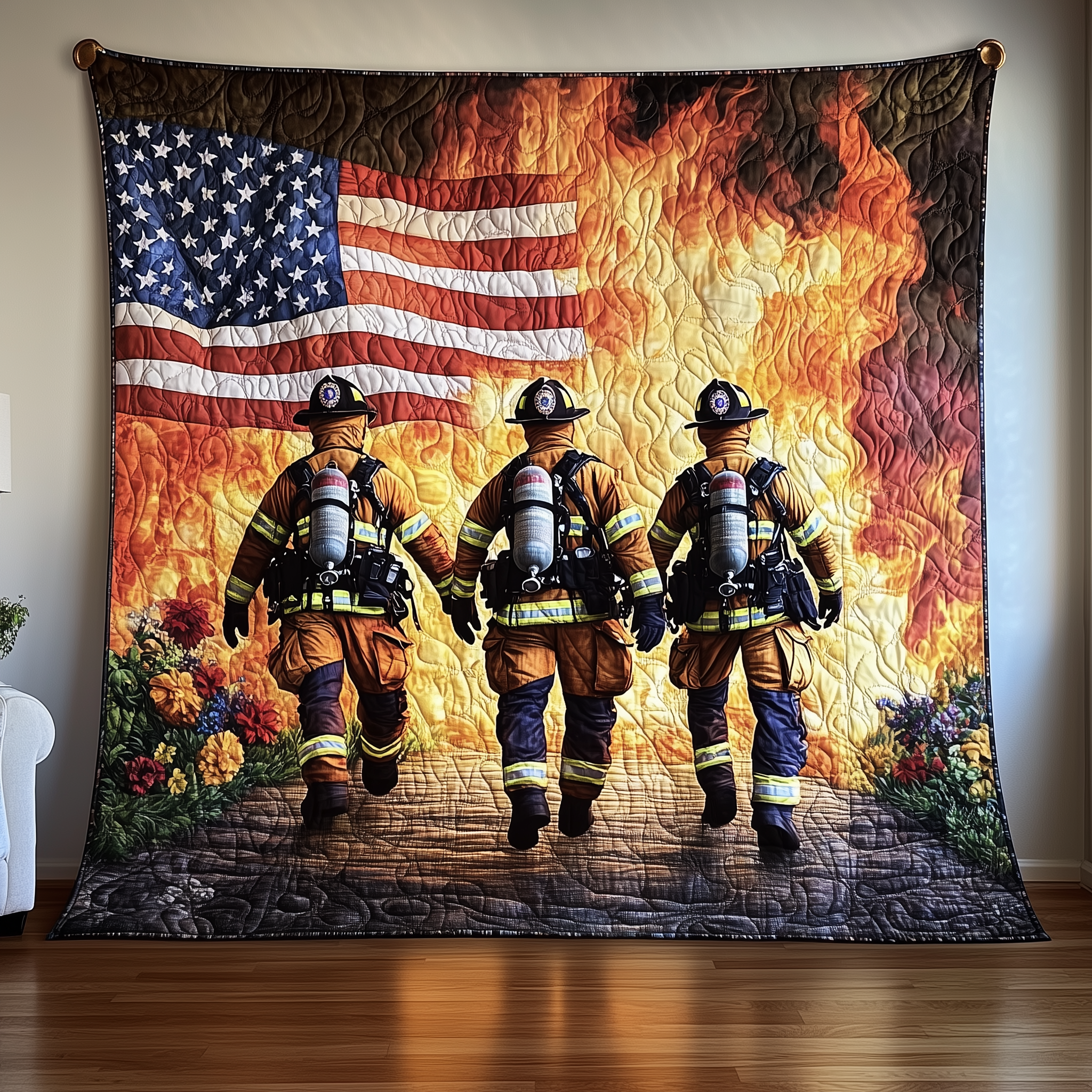 American Firefighter Quilted Blanket Feel Prepared for Any Occasion with a Versatile Blanket American Firefighter Quilted Blanket Feel Prepared for Any Occasion with a Versatile Blanket
