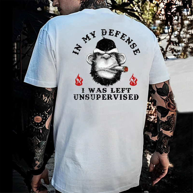 Angry Monkey In My Defense I Was Left Unsupervised T-Shirt Gifts For Father In Law Angry Monkey In My Defense I Was Left Unsupervised T-Shirt Gifts For Father In Law