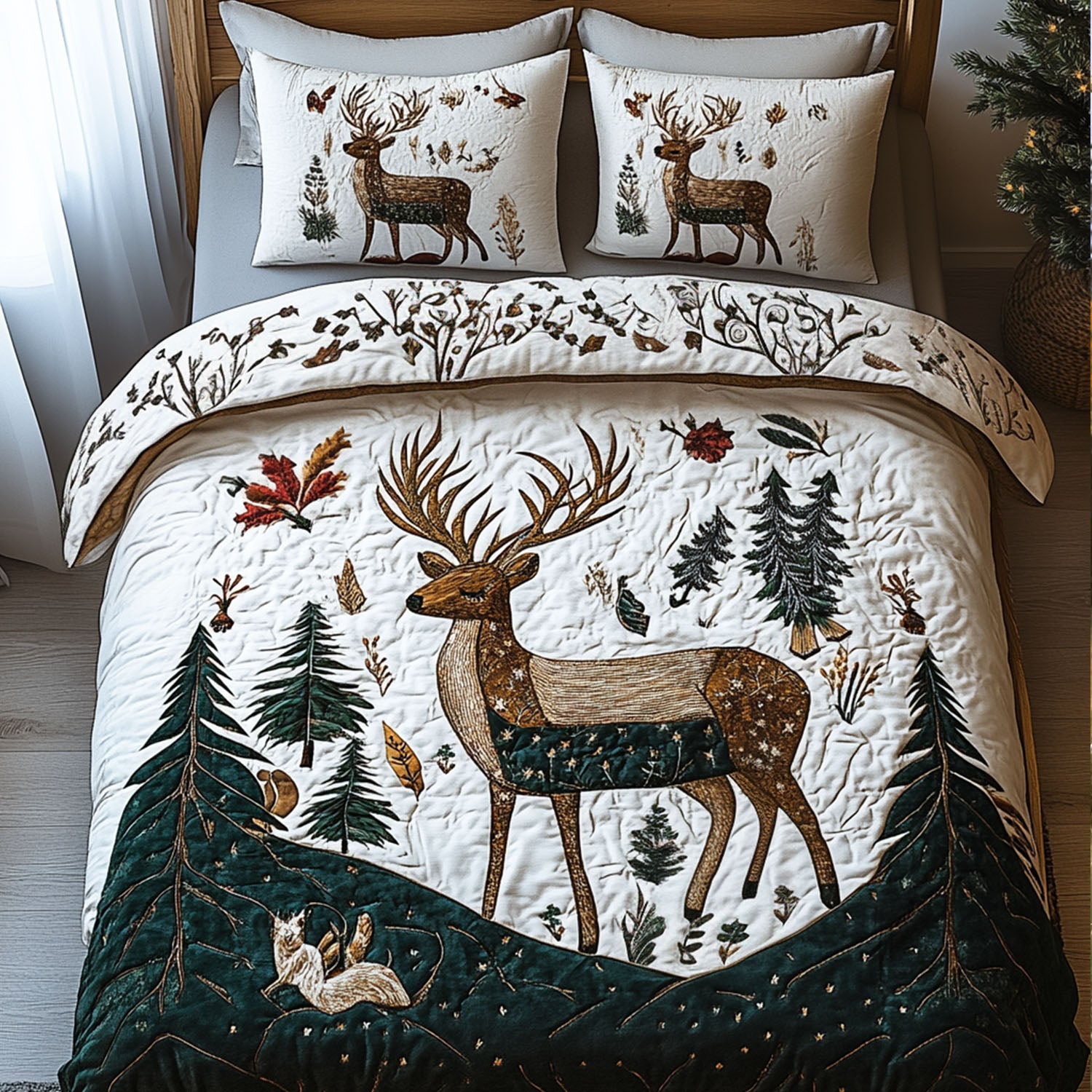 Antler Serenity Quilted Bedding Set Deer Gifts For Him Antler Serenity Quilted Bedding Set Deer Gifts For Him