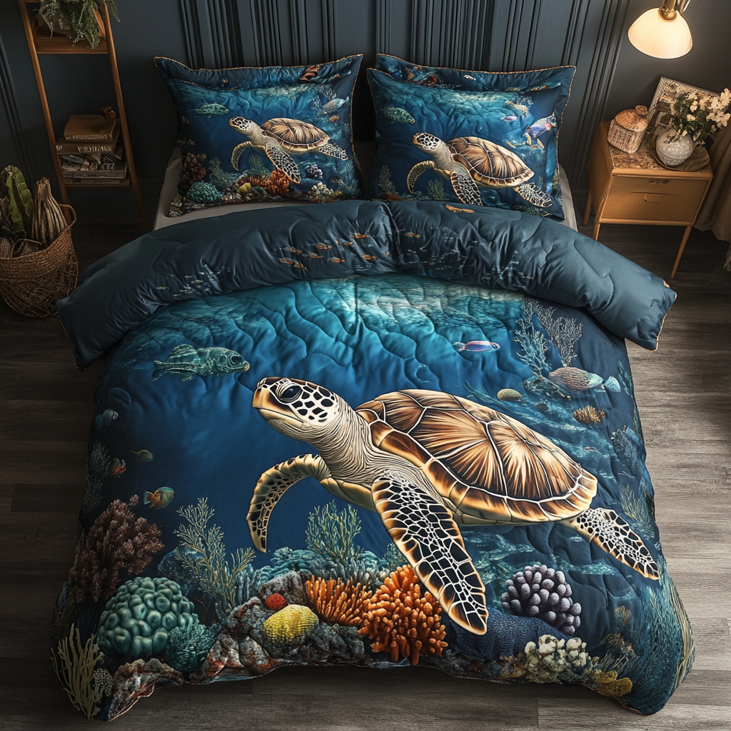 Aqua Explorer Quilted Bedding Set Gifts For A Turtle Lover Aqua Explorer Quilted Bedding Set Gifts For A Turtle Lover
